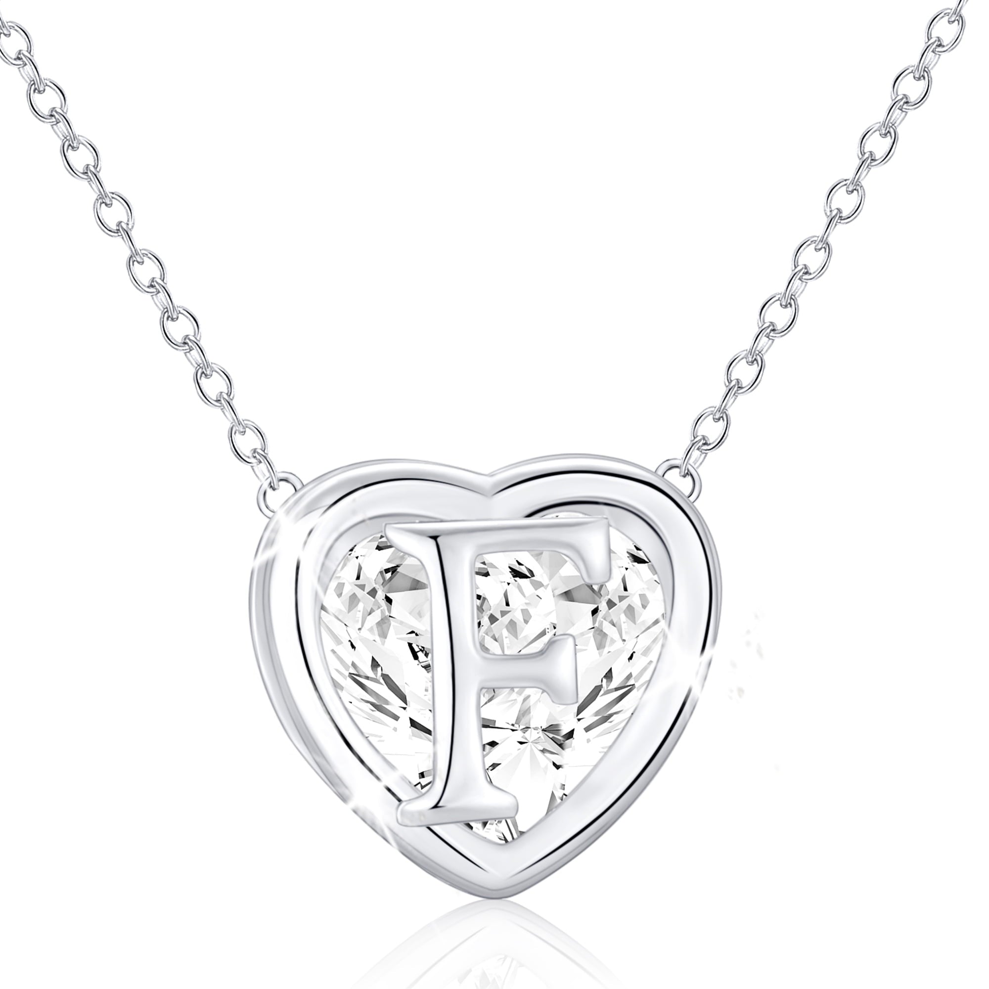 S925 Sterling Plated Heart Initial Necklaces for Women Girls CZ Letter J Pendant Chain Easter Basket Stuffers Jewelry Gifts Teen Her Mom Wife Adults Kids Age Ideas