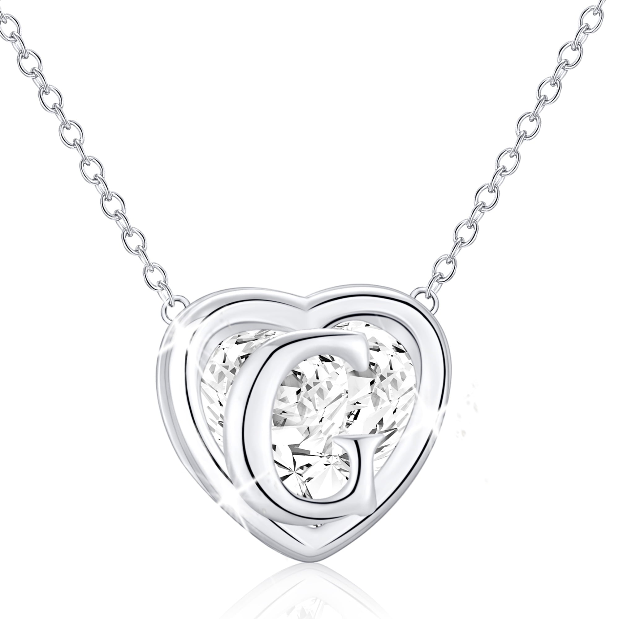 S925 Sterling Plated Heart Initial Necklaces for Women Girls CZ Letter J Pendant Chain Easter Basket Stuffers Jewelry Gifts Teen Her Mom Wife Adults Kids Age Ideas