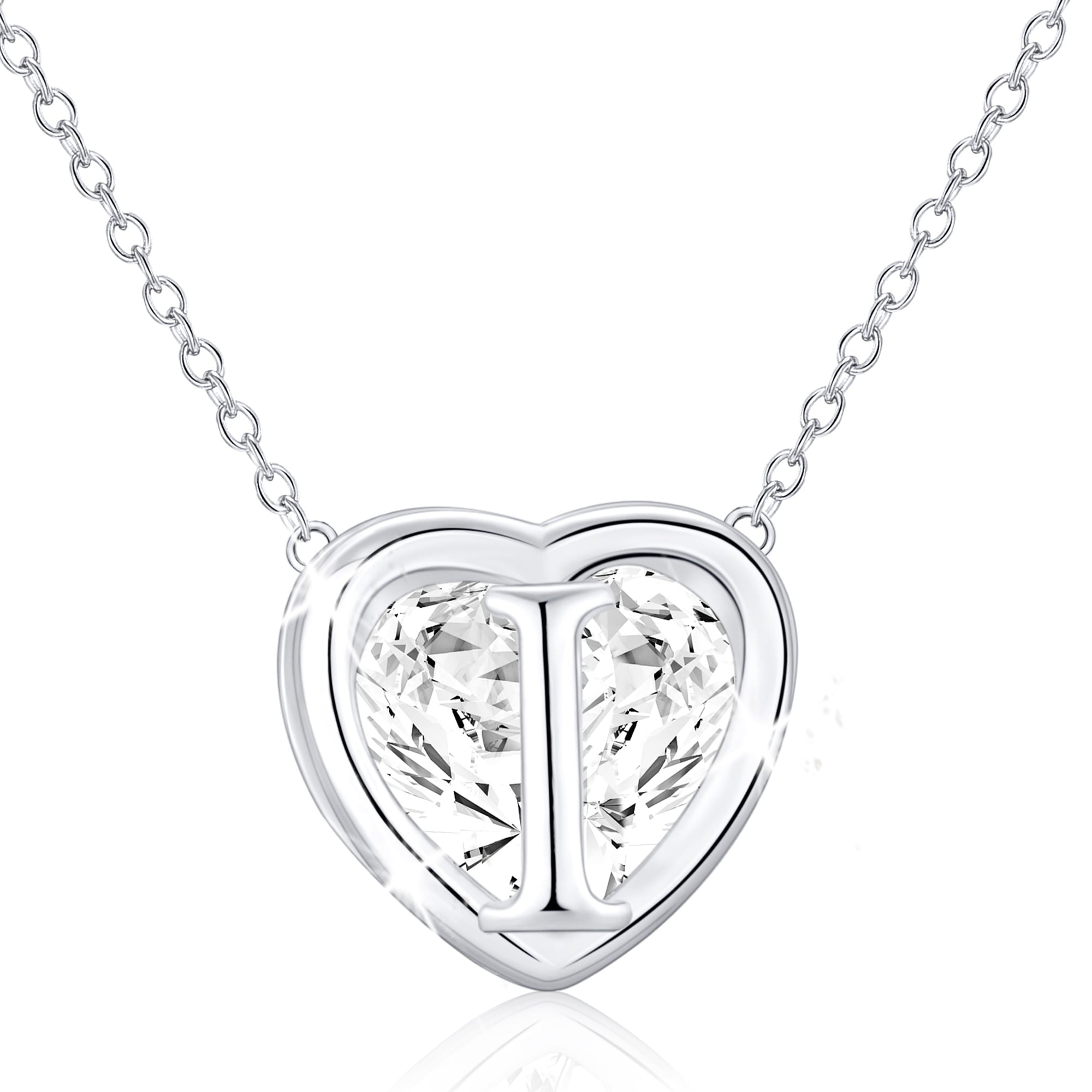 S925 Sterling Plated Heart Initial Necklaces for Women Girls CZ Letter J Pendant Chain Easter Basket Stuffers Jewelry Gifts Teen Her Mom Wife Adults Kids Age Ideas