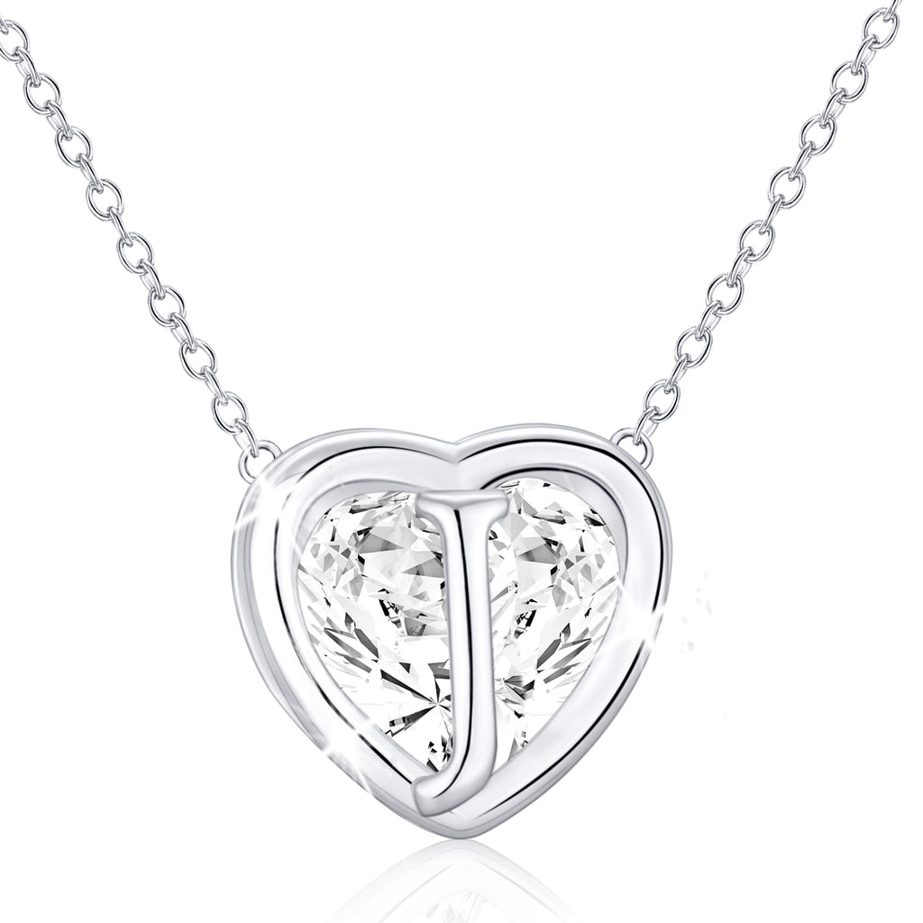 S925 Sterling Plated Heart Initial Necklaces for Women Girls CZ Letter J Pendant Chain Easter Basket Stuffers Jewelry Gifts Teen Her Mom Wife Adults Kids Age Ideas