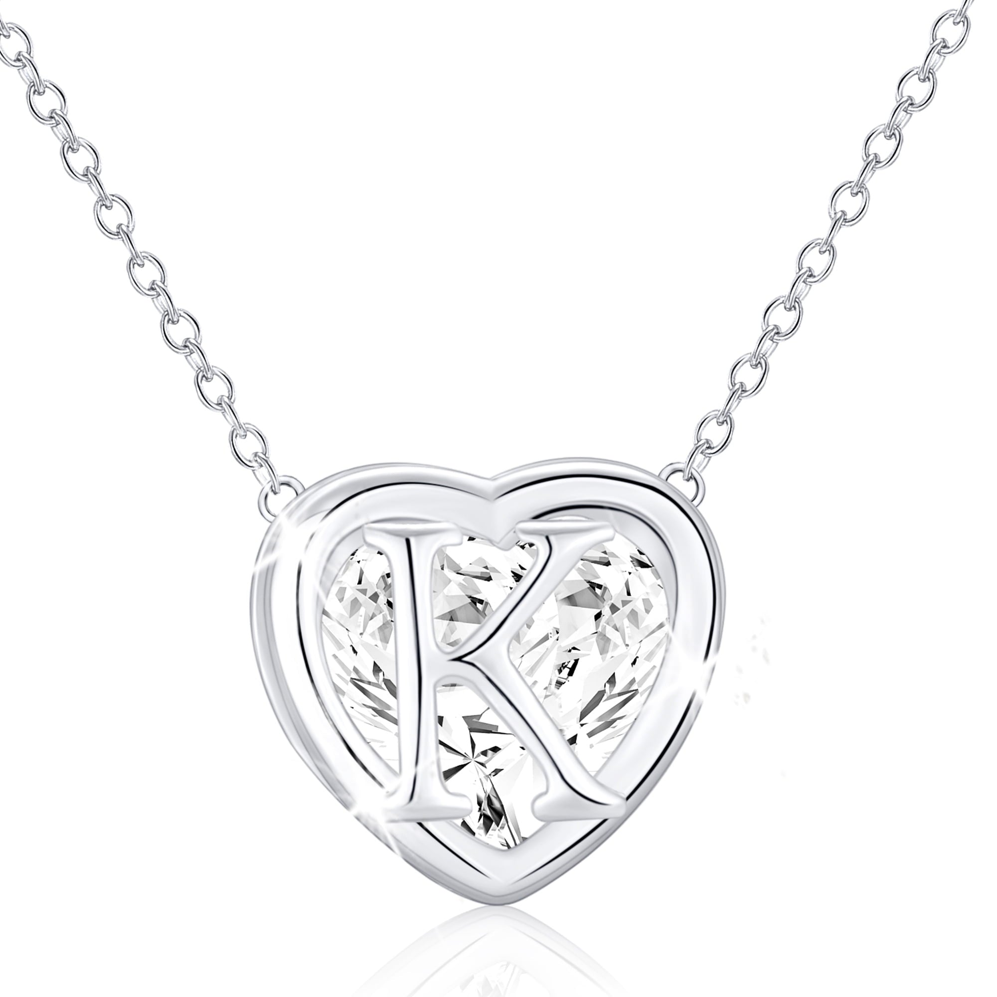 S925 Sterling Plated Heart Initial Necklaces for Women Girls CZ Letter J Pendant Chain Easter Basket Stuffers Jewelry Gifts Teen Her Mom Wife Adults Kids Age Ideas