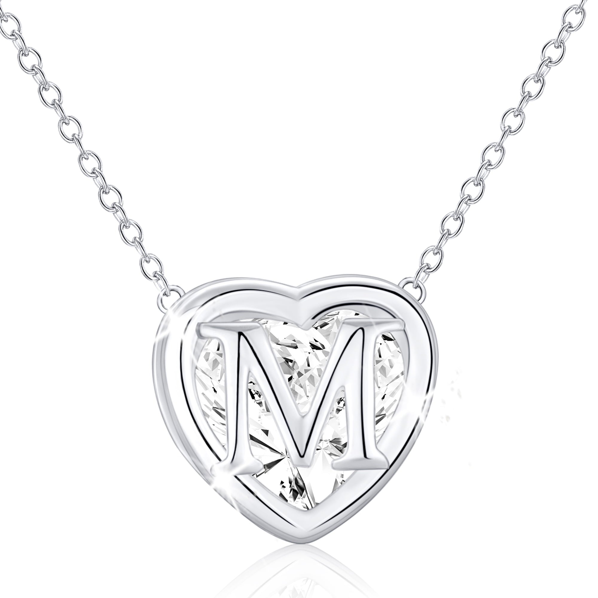 S925 Sterling Plated Heart Initial Necklaces for Women Girls CZ Letter J Pendant Chain Easter Basket Stuffers Jewelry Gifts Teen Her Mom Wife Adults Kids Age Ideas