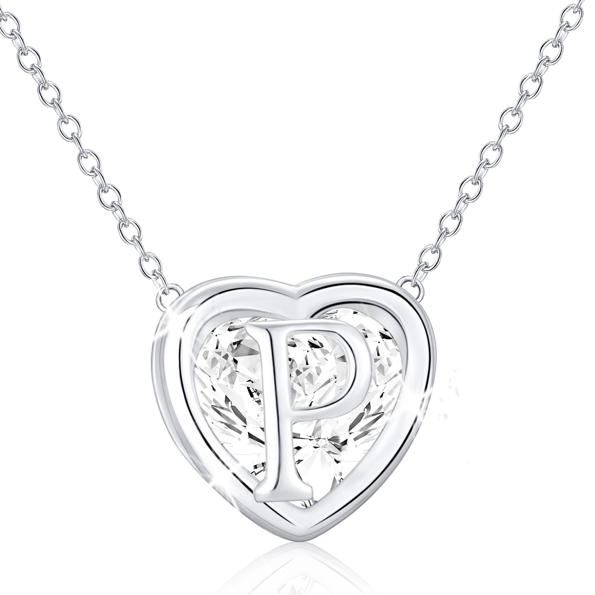 S925 Sterling Plated Heart Initial Necklaces for Women Girls CZ Letter J Pendant Chain Easter Basket Stuffers Jewelry Gifts Teen Her Mom Wife Adults Kids Age Ideas