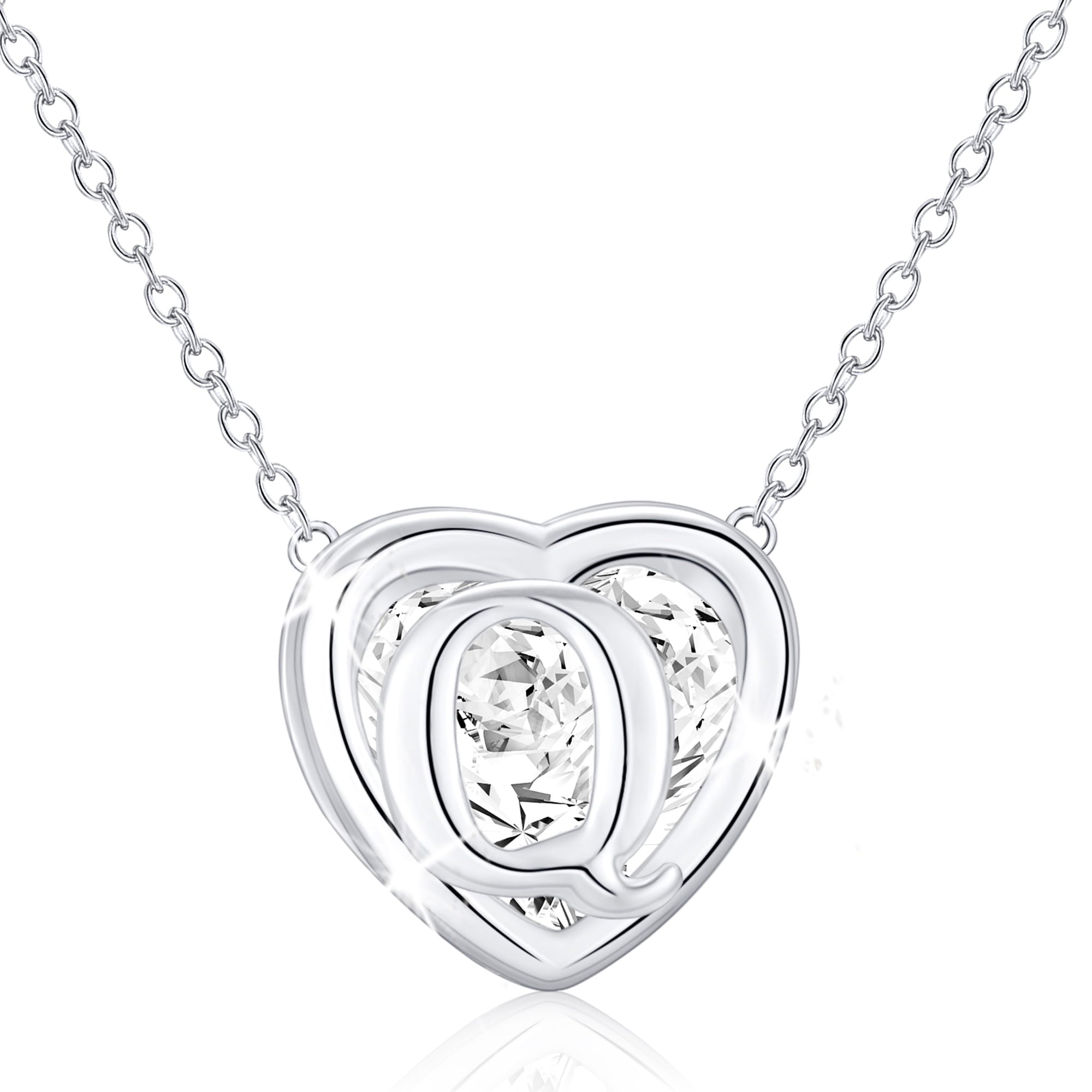 S925 Sterling Plated Heart Initial Necklaces for Women Girls CZ Letter J Pendant Chain Easter Basket Stuffers Jewelry Gifts Teen Her Mom Wife Adults Kids Age Ideas