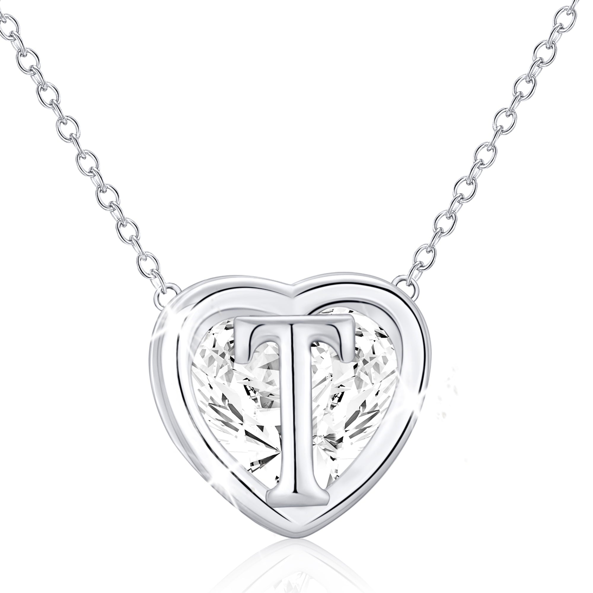 S925 Sterling Plated Heart Initial Necklaces for Women Girls CZ Letter J Pendant Chain Easter Basket Stuffers Jewelry Gifts Teen Her Mom Wife Adults Kids Age Ideas