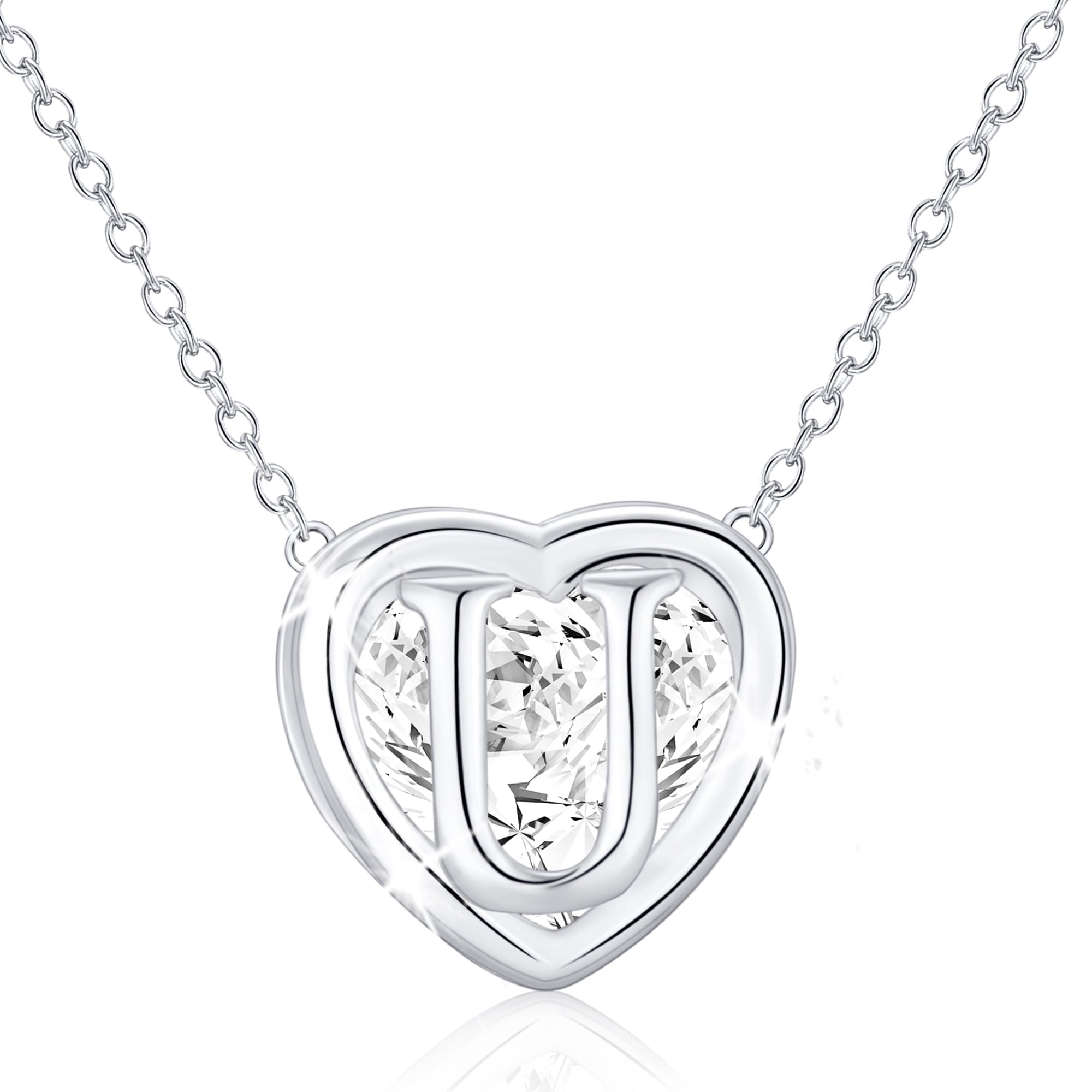 S925 Sterling Plated Heart Initial Necklaces for Women Girls CZ Letter J Pendant Chain Easter Basket Stuffers Jewelry Gifts Teen Her Mom Wife Adults Kids Age Ideas