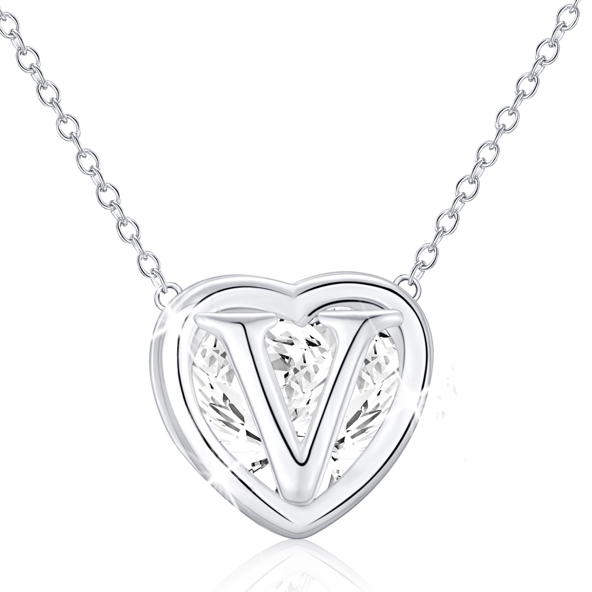 S925 Sterling Plated Heart Initial Necklaces for Women Girls CZ Letter J Pendant Chain Easter Basket Stuffers Jewelry Gifts Teen Her Mom Wife Adults Kids Age Ideas