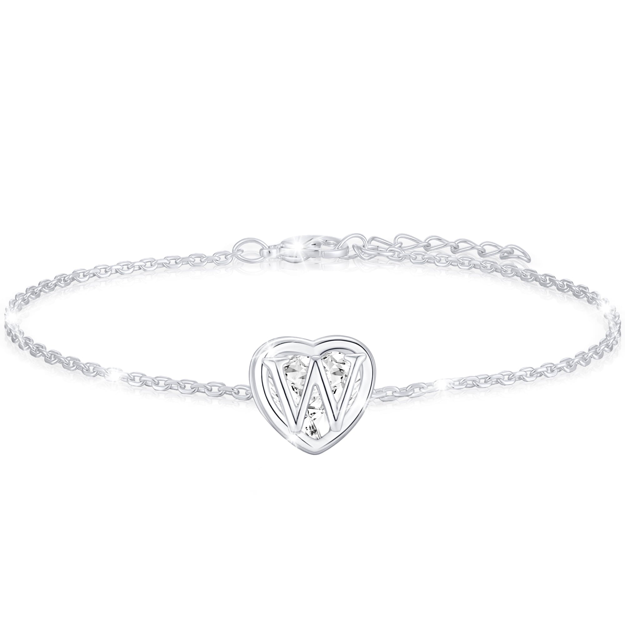 S925 Sterling Plated Heart Initial Bracelets for Women Girls CZ Letter A Bracelet Easter Basket Stuffers Jewelry Gifts Teen Her Mom Wife Lady Adults Kids Age Ideas