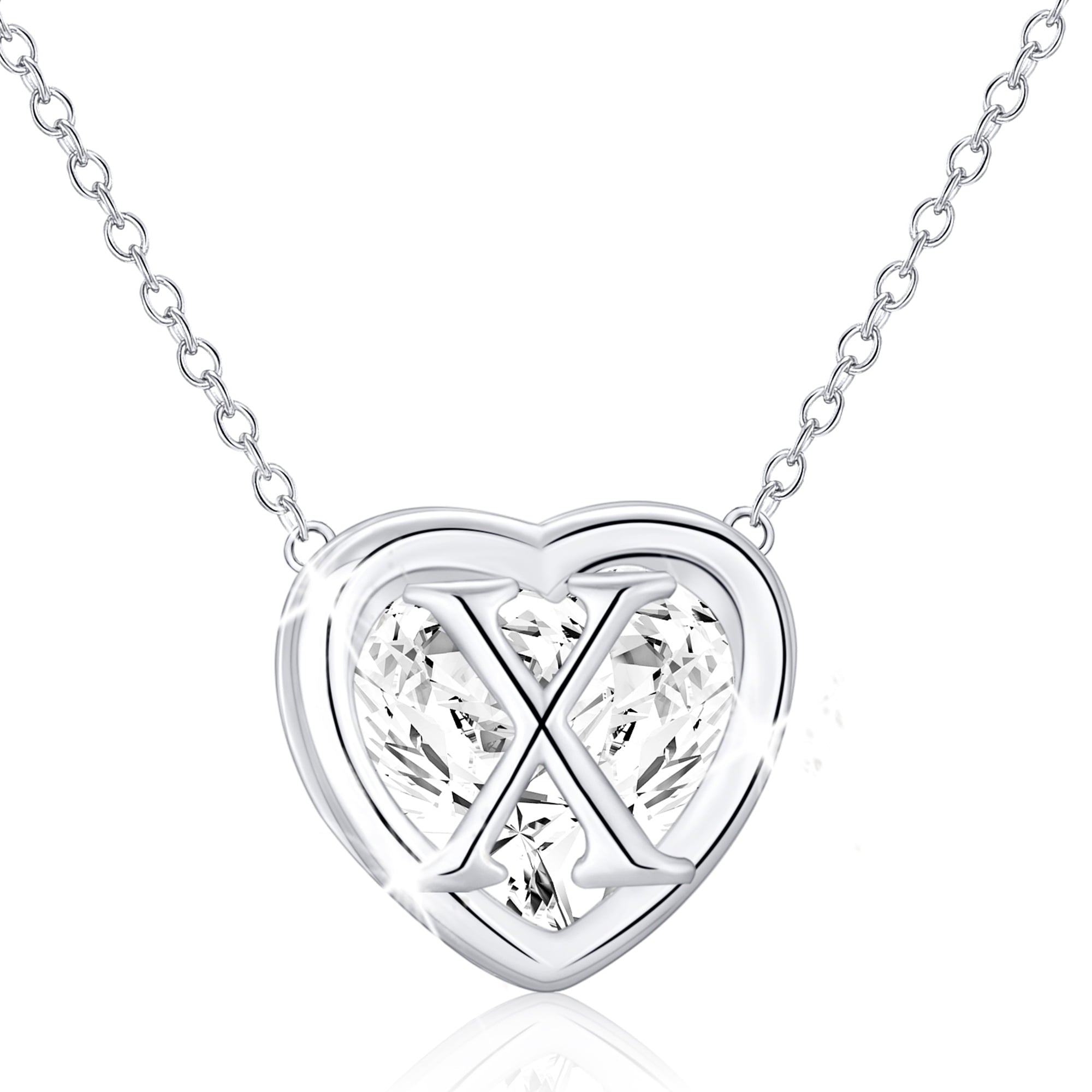 S925 Sterling Plated Heart Initial Necklaces for Women Girls CZ Letter J Pendant Chain Easter Basket Stuffers Jewelry Gifts Teen Her Mom Wife Adults Kids Age Ideas