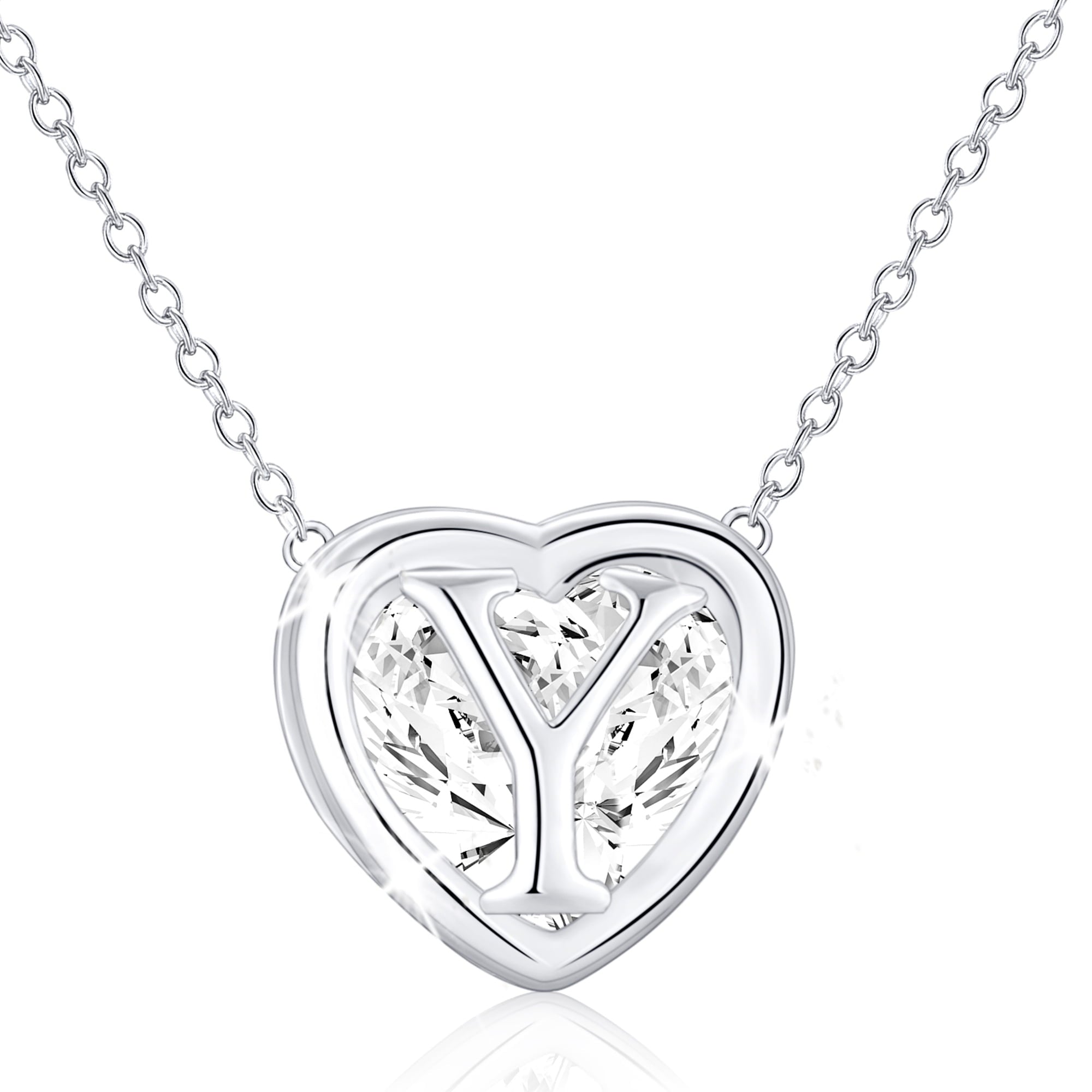 S925 Sterling Plated Heart Initial Necklaces for Women Girls CZ Letter J Pendant Chain Easter Basket Stuffers Jewelry Gifts Teen Her Mom Wife Adults Kids Age Ideas
