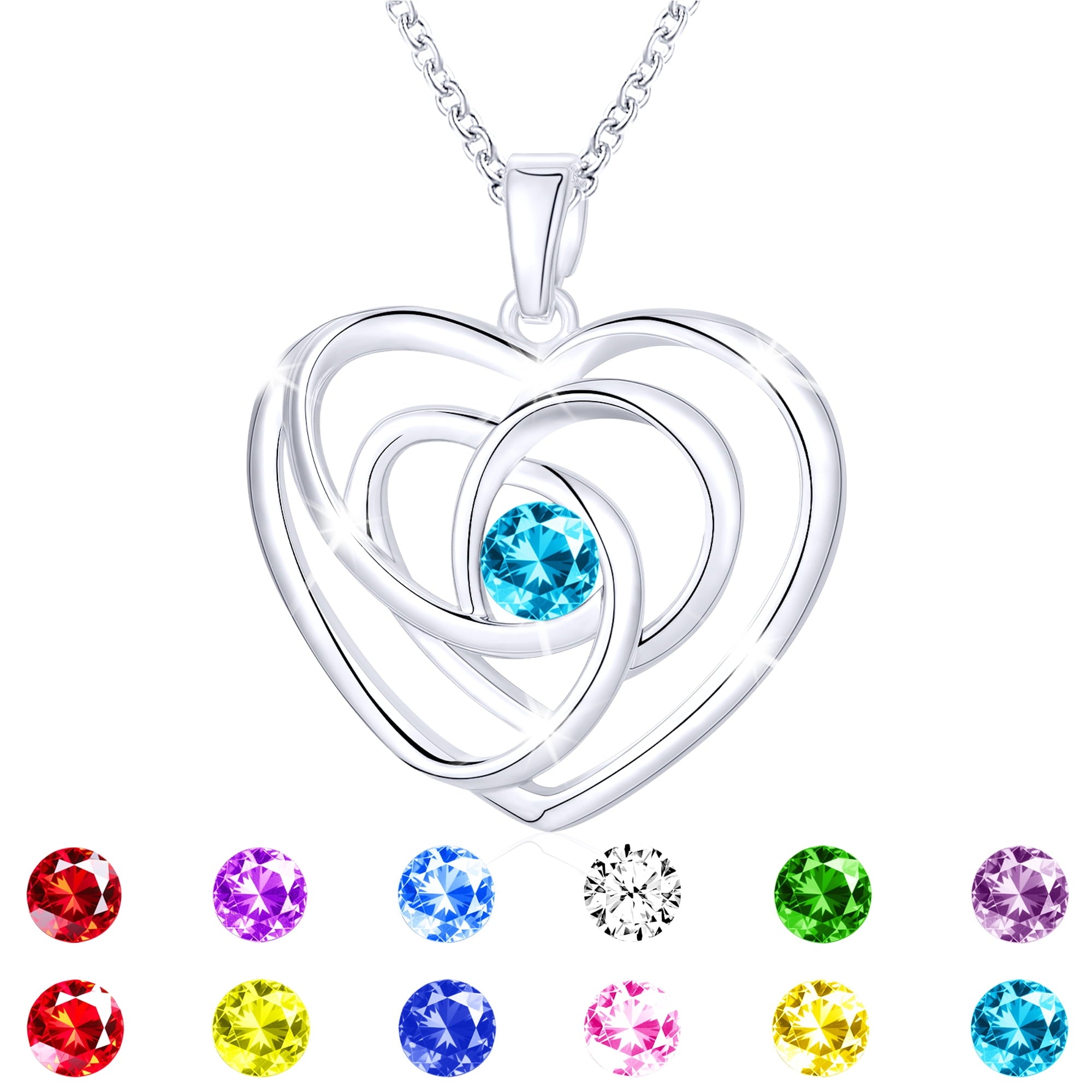 S925 Sterling Plated Heart Necklaces for Women Girls CZ April Necklace with Crystal Easter Basket Stuffers Jewelry Gifts Teen Her Adult Wife Kids Ideas