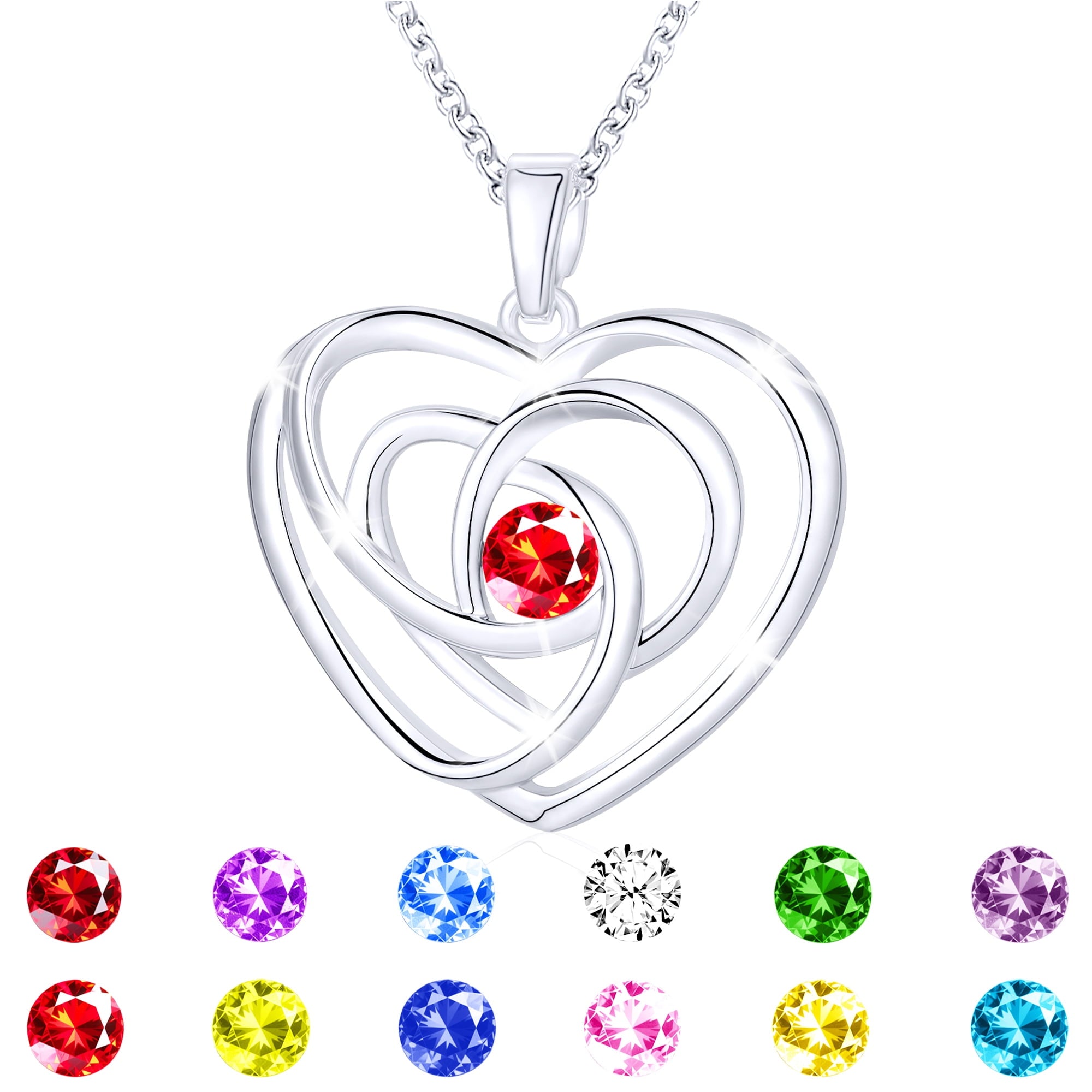 S925 Sterling Plated Heart Necklaces for Women Girls CZ April Necklace with Crystal Easter Basket Stuffers Jewelry Gifts Teen Her Adult Wife Kids Ideas