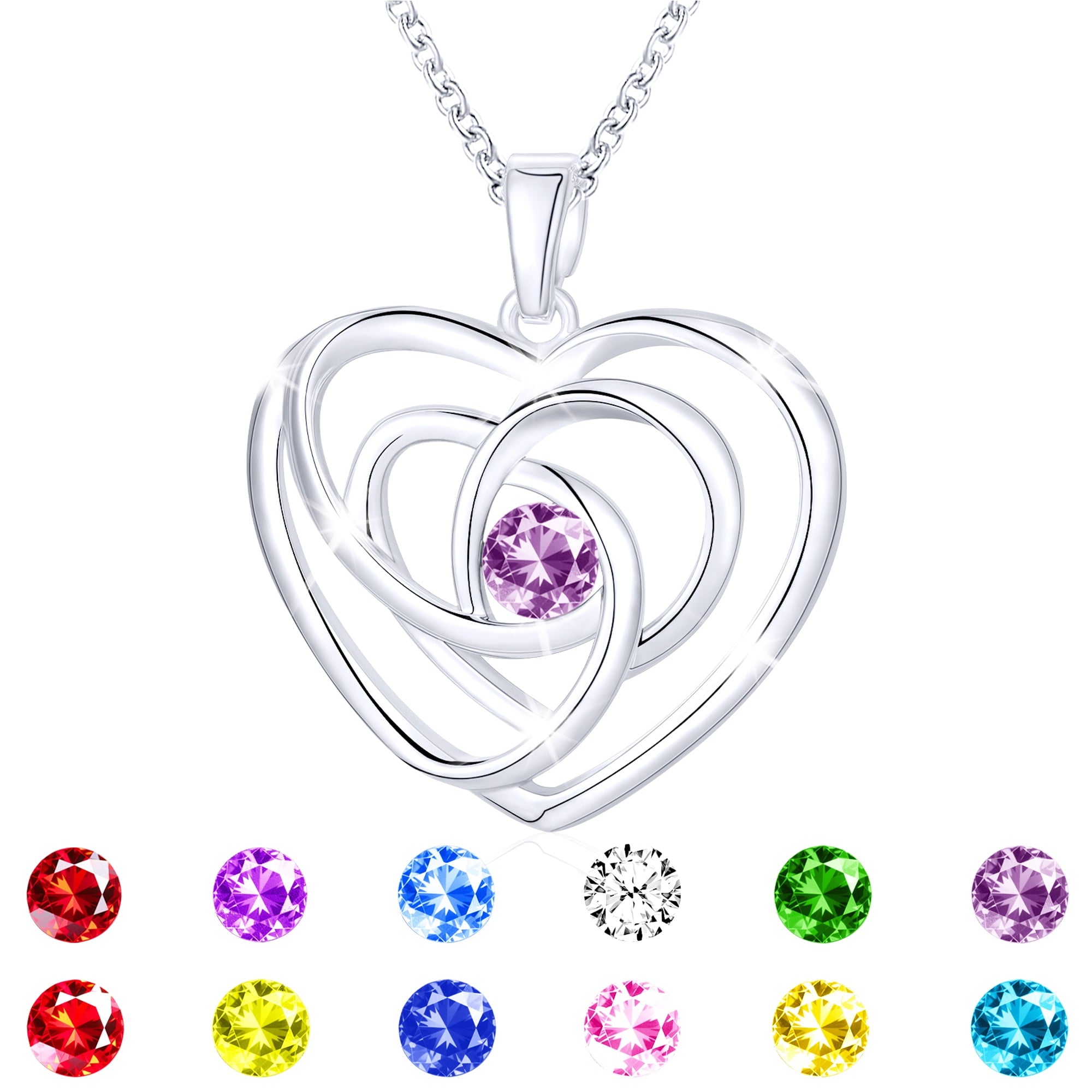S925 Sterling Plated Heart Necklaces for Women Girls CZ April Necklace with Crystal Easter Basket Stuffers Jewelry Gifts Teen Her Adult Wife Kids Ideas
