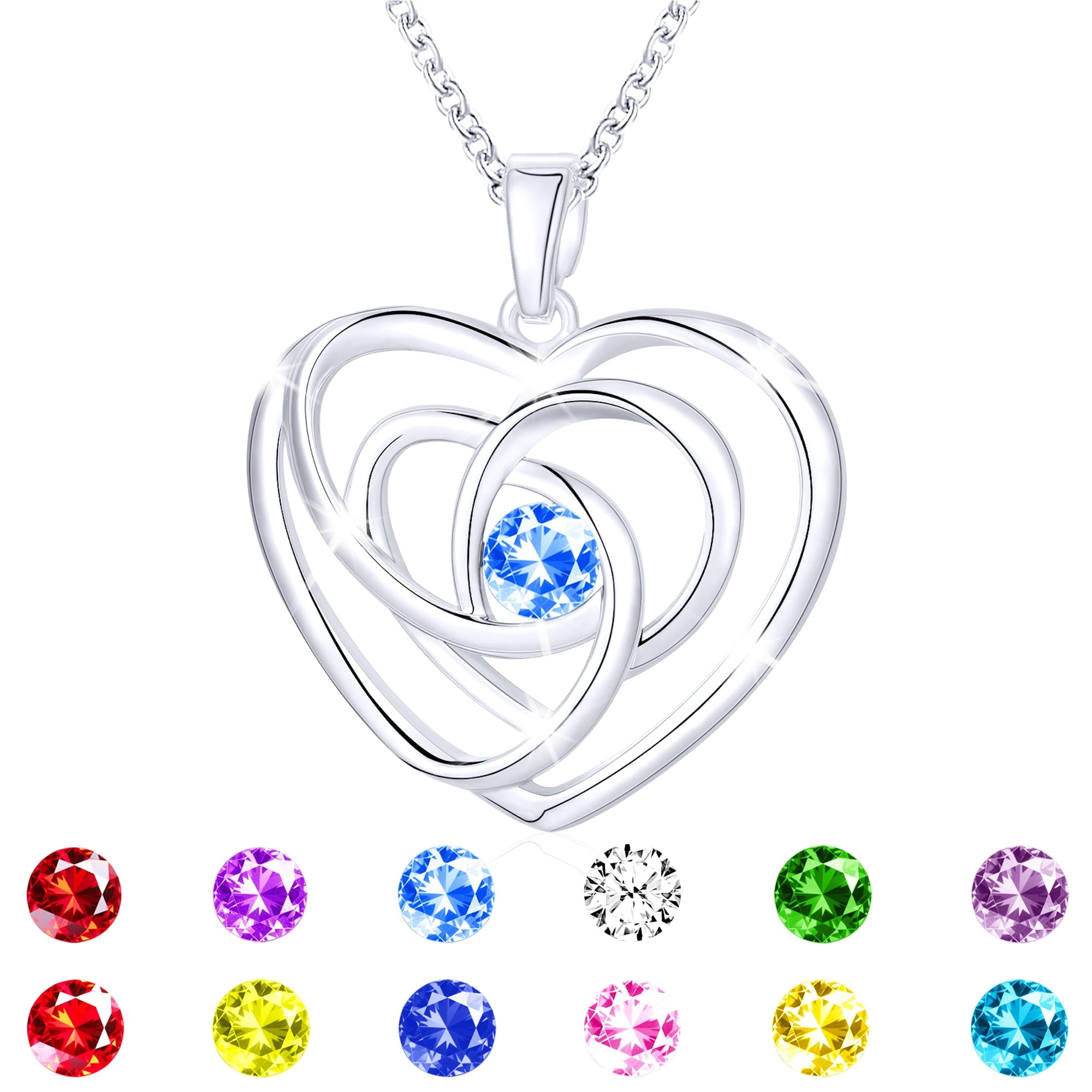 S925 Sterling Plated Heart Necklaces for Women Girls CZ April Necklace with Crystal Easter Basket Stuffers Jewelry Gifts Teen Her Adult Wife Kids Ideas