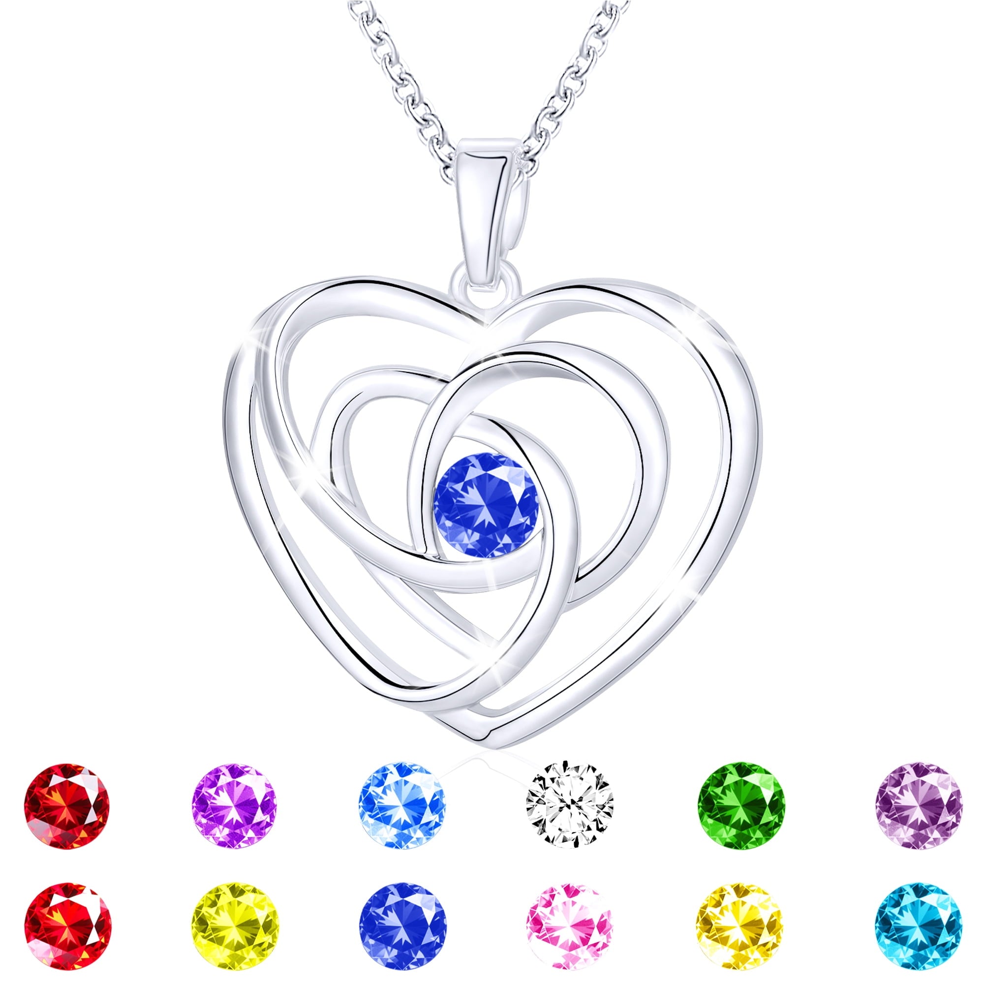 S925 Sterling Plated Heart Necklaces for Women Girls CZ April Necklace with Crystal Easter Basket Stuffers Jewelry Gifts Teen Her Adult Wife Kids Ideas