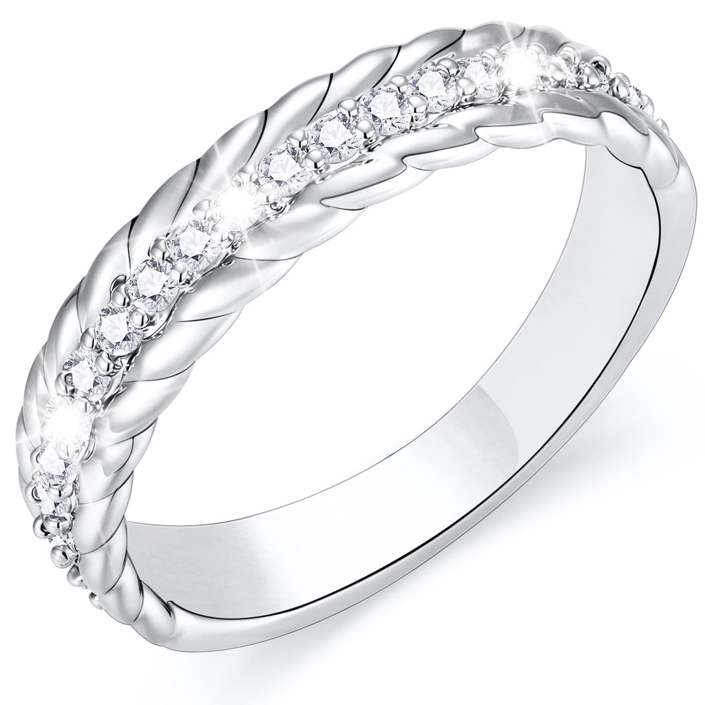 S925 Sterling Plated Rings for Women CZ Eternity Wedding Band Engagement Rings Valentines Jewelry Gifts Her Girlfriend Wife Female Adults Teen Ideas