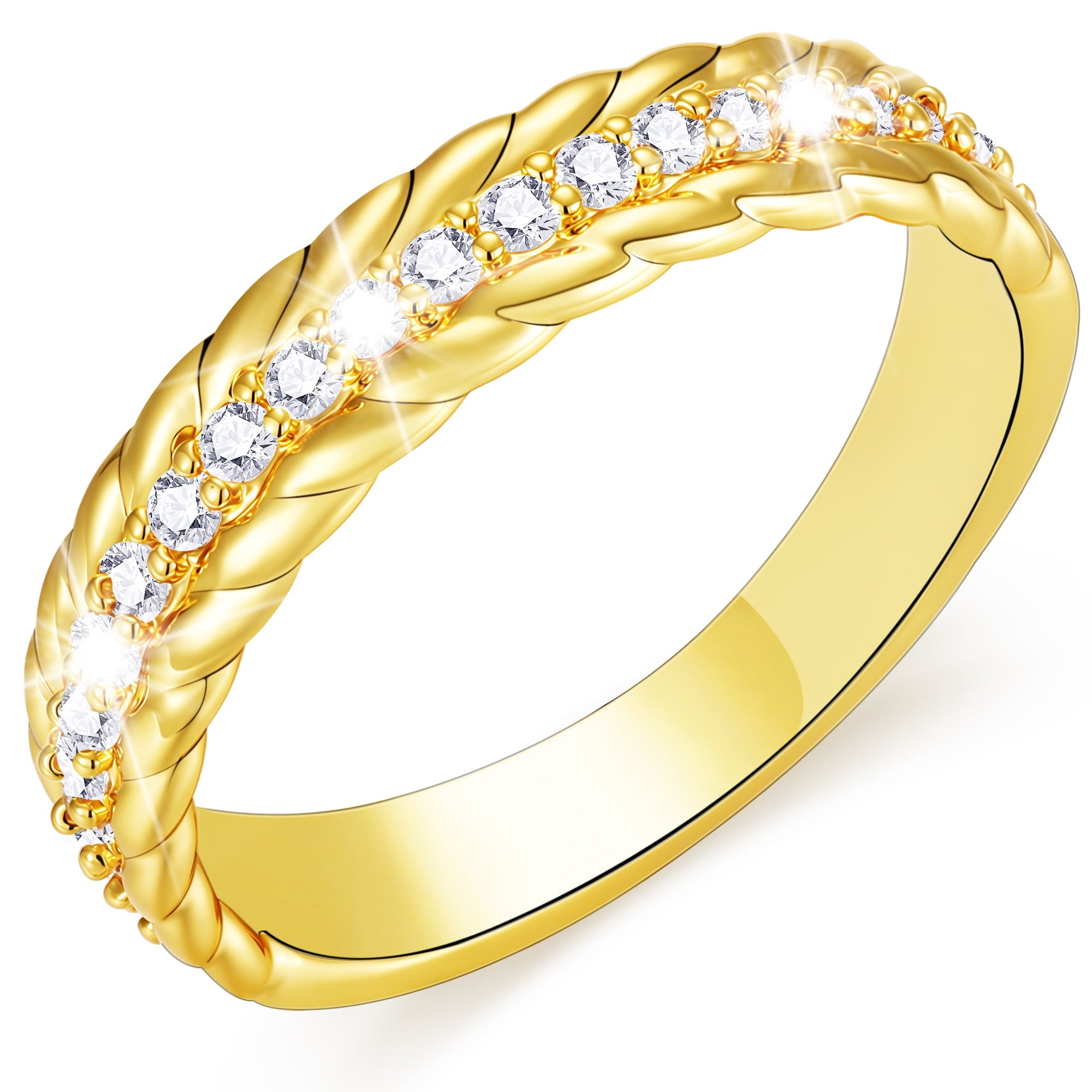 S925 Sterling Plated Rings for Women CZ Eternity Wedding Band Engagement Rings Valentines Jewelry Gifts Her Girlfriend Wife Female Adults Teen Ideas