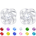 18K White Plated Stud Earrings for Women Girls CZ S925 Sterling Post April Earrings with Crystal Easter Basket Stuffers Jewelry Gifts Teen Kids Adults Ideas