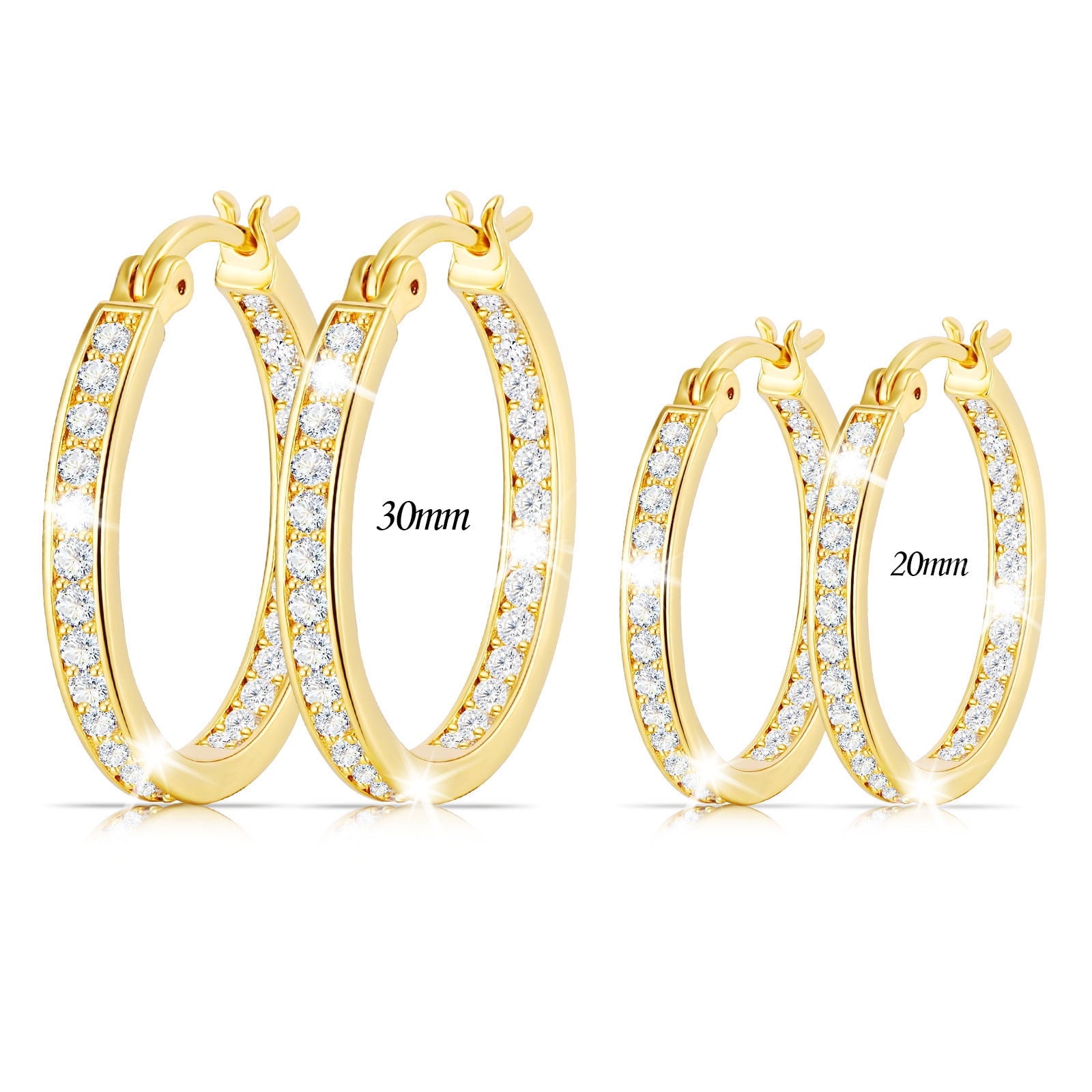 4 Pairs Hoop Earrings for Women CZ Small Huggie Cartilage Post Hypoallergenic Earrings Set for Multiple Piercing Valentines Day Jewelry Gifts Her Teen Mom Wife Lady Adults Ideas