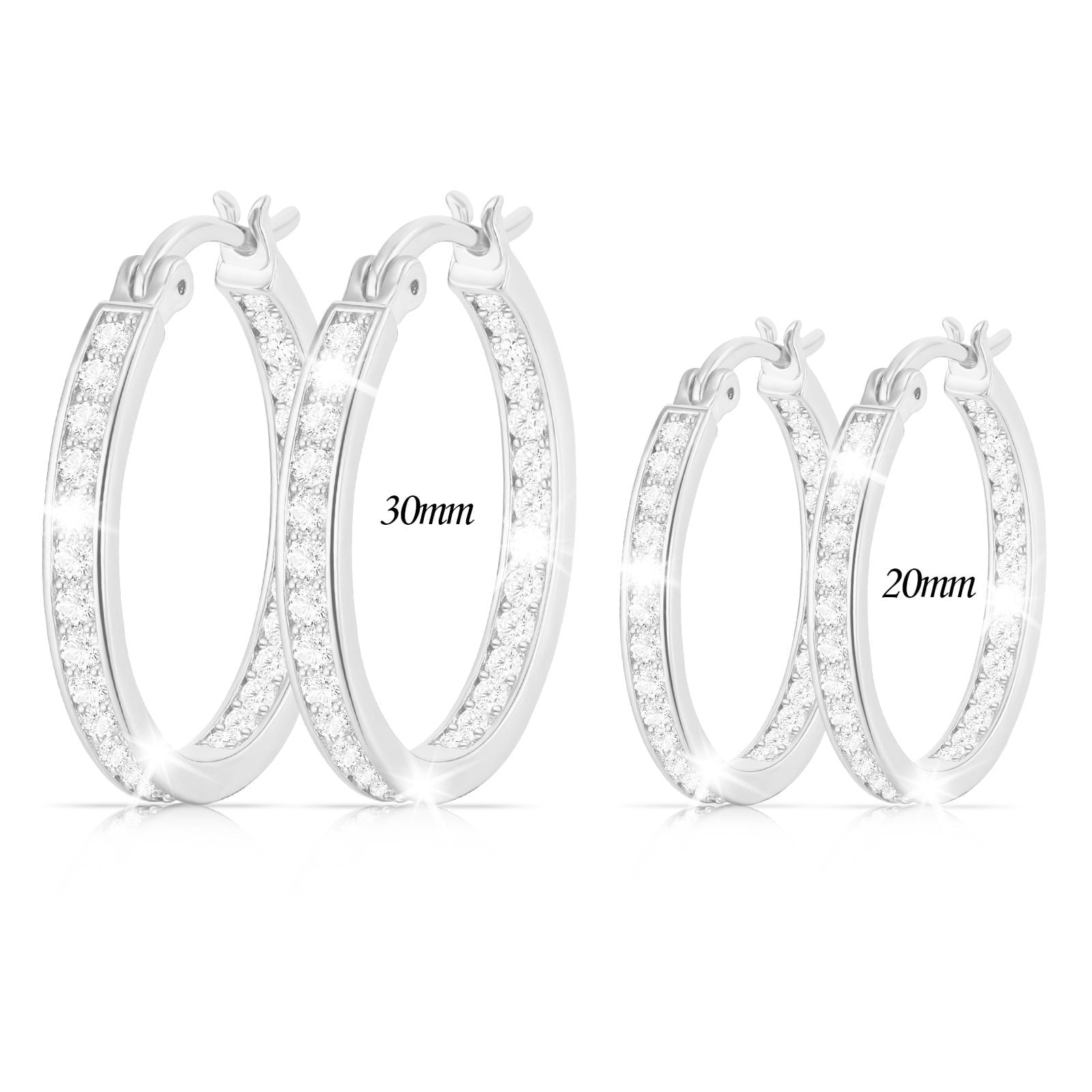 4 Pairs Hoop Earrings for Women CZ Small Huggie Cartilage Post Hypoallergenic Earrings Set for Multiple Piercing Valentines Day Jewelry Gifts Her Teen Mom Wife Lady Adults Ideas