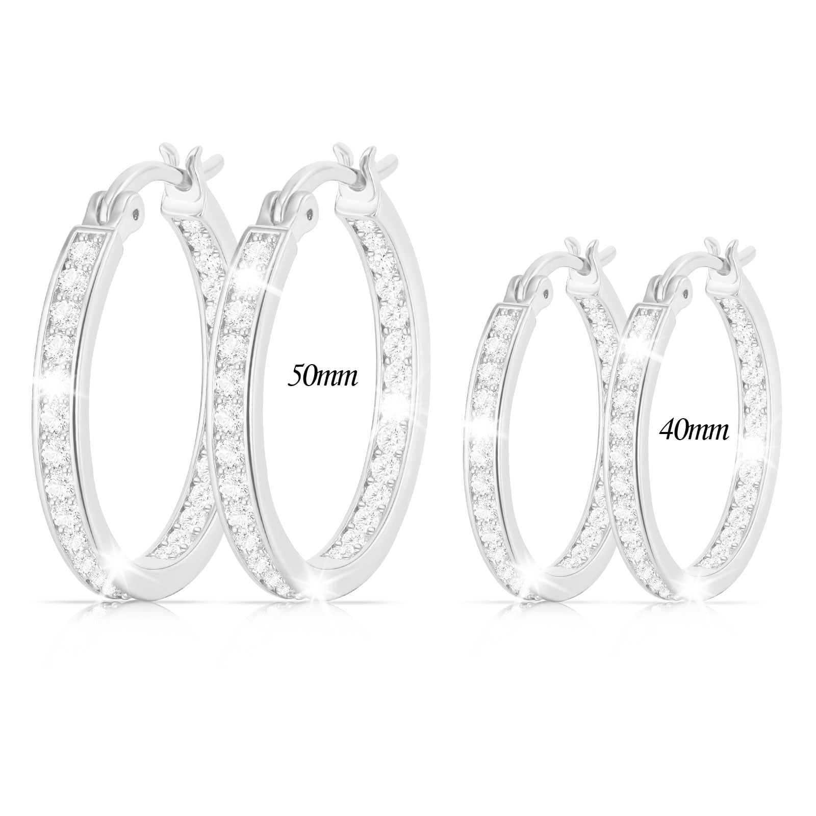 4 Pairs Hoop Earrings for Women CZ Small Huggie Cartilage Post Hypoallergenic Earrings Set for Multiple Piercing Valentines Day Jewelry Gifts Her Teen Mom Wife Lady Adults Ideas