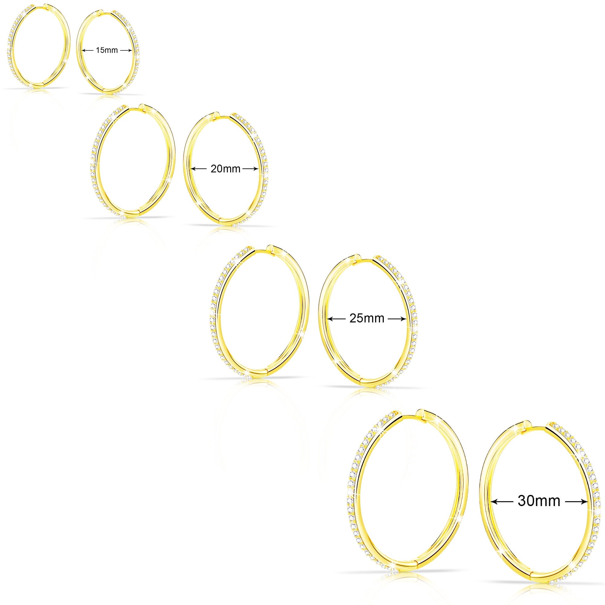 4 Pairs Hoop Earrings for Women CZ Small Huggie Cartilage Post Hypoallergenic Earrings Set for Multiple Piercing Valentines Day Jewelry Gifts Her Teen Mom Wife Lady Adults Ideas