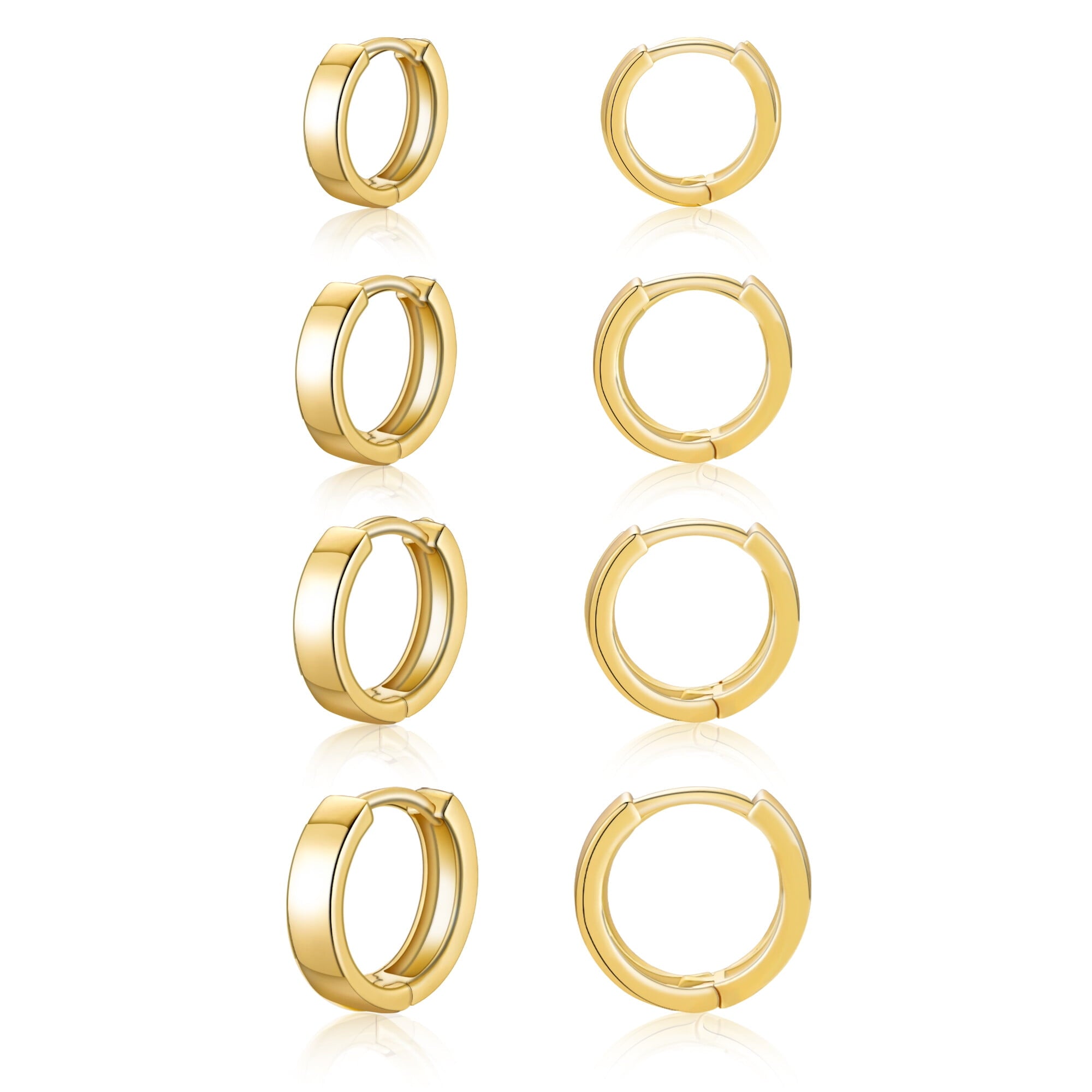 4 Pairs Hoop Earrings for Women CZ Small Huggie Cartilage Post Hypoallergenic Earrings Set for Multiple Piercing Valentines Day Jewelry Gifts Her Teen Mom Wife Lady Adults Ideas
