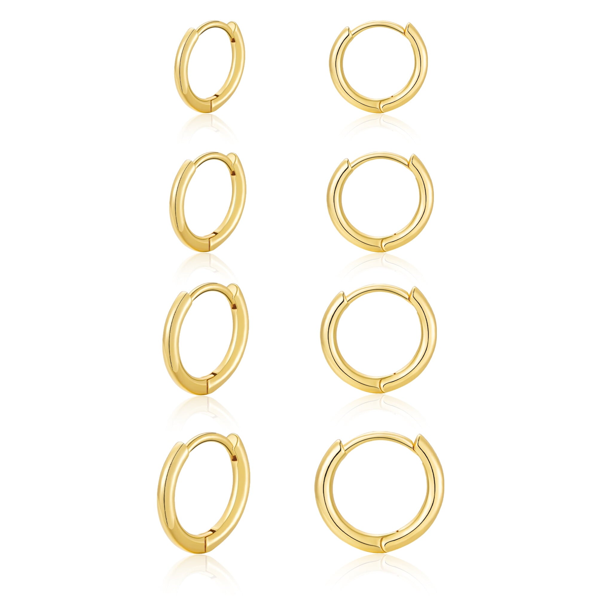 4 Pairs Hoop Earrings for Women CZ Small Huggie Cartilage Post Hypoallergenic Earrings Set for Multiple Piercing Valentines Day Jewelry Gifts Her Teen Mom Wife Lady Adults Ideas