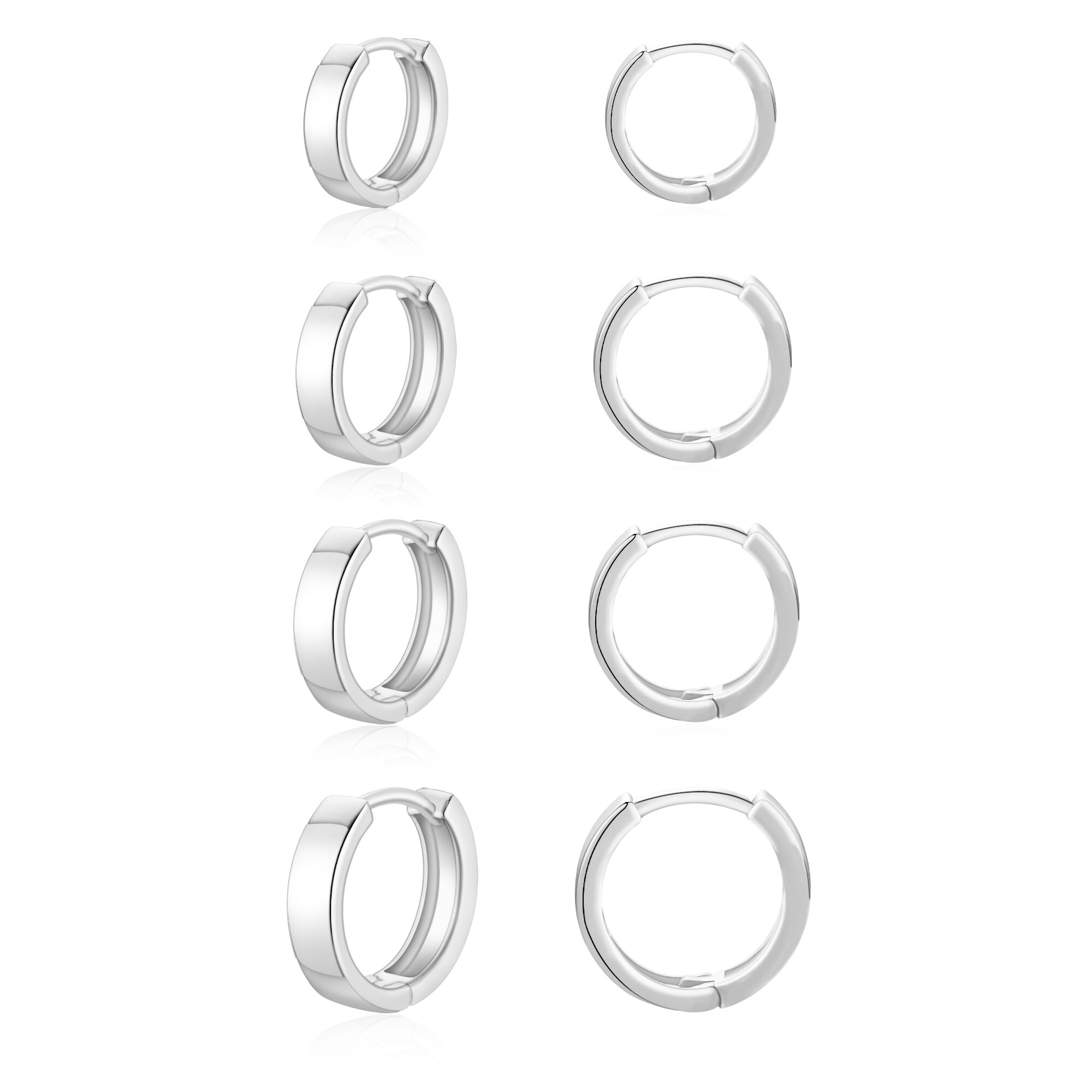 4 Pairs Hoop Earrings for Women CZ Small Huggie Cartilage Post Hypoallergenic Earrings Set for Multiple Piercing Valentines Day Jewelry Gifts Her Teen Mom Wife Lady Adults Ideas