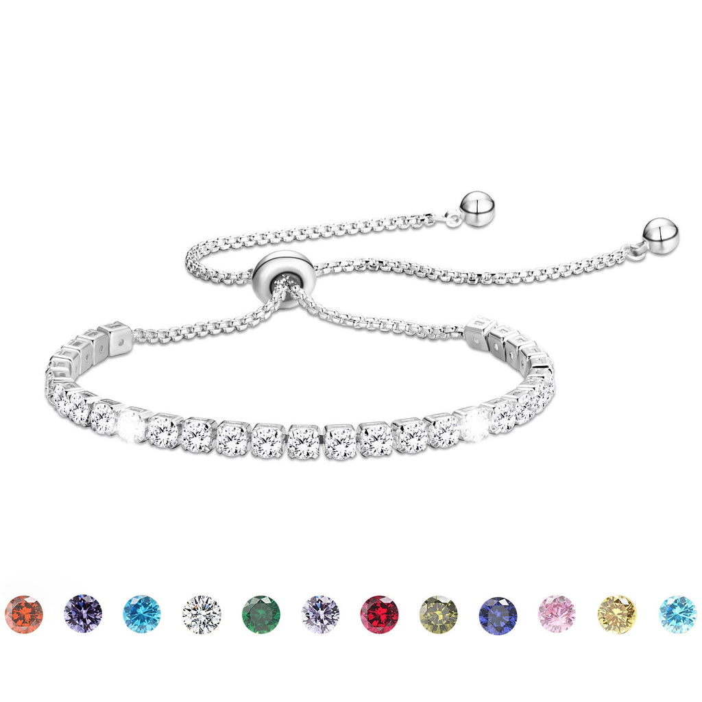S925 Sterling Plated Tennis Bracelets for Women Girls CZ April Bracelets with Crystal Easter Basket Stuffers Jewelry Gifts Teen Her Wife Lady Adults Kids Ideas