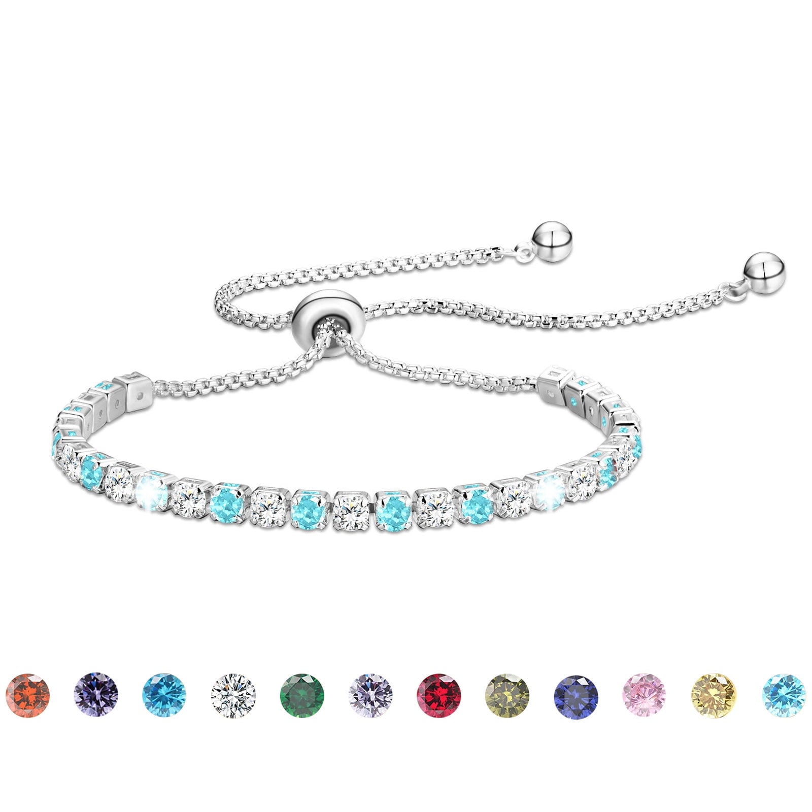 S925 Sterling Plated Tennis Bracelets for Women Girls CZ April Bracelets with Crystal Easter Basket Stuffers Jewelry Gifts Teen Her Wife Lady Adults Kids Ideas