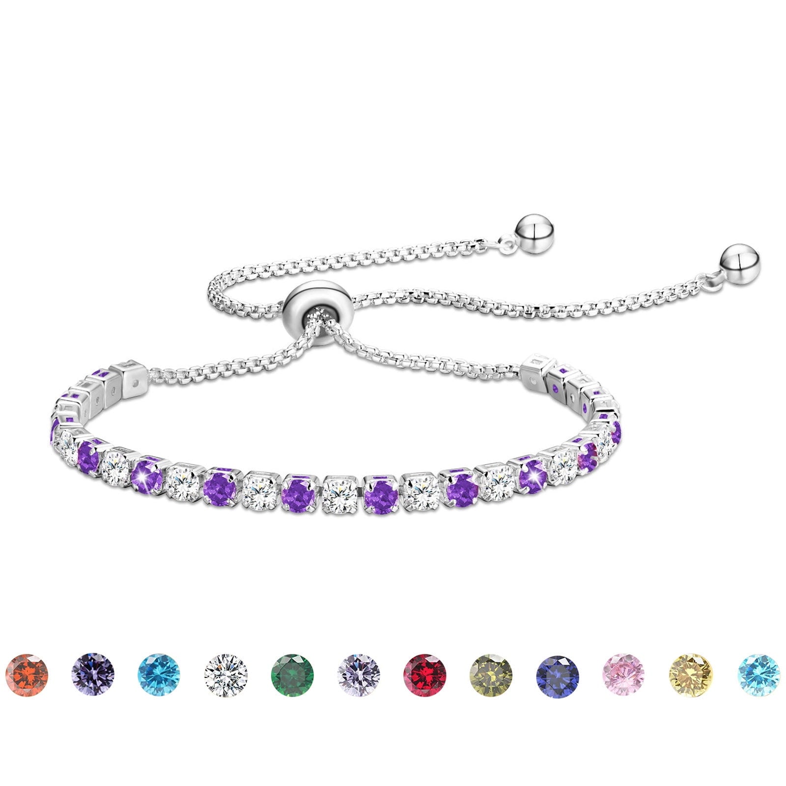 S925 Sterling Plated Tennis Bracelets for Women Girls CZ April Bracelets with Crystal Easter Basket Stuffers Jewelry Gifts Teen Her Wife Lady Adults Kids Ideas