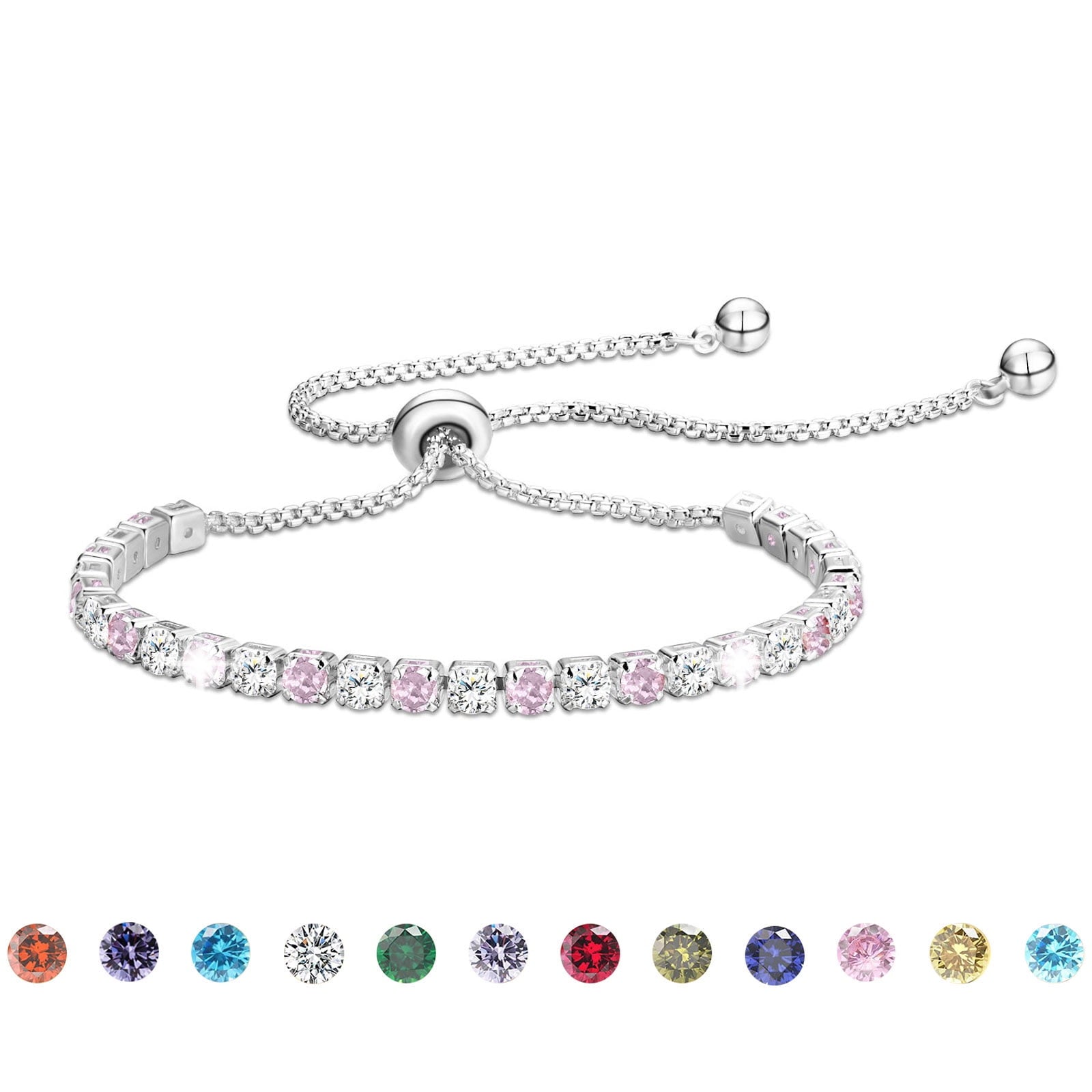S925 Sterling Plated Tennis Bracelets for Women Girls CZ April Bracelets with Crystal Easter Basket Stuffers Jewelry Gifts Teen Her Wife Lady Adults Kids Ideas