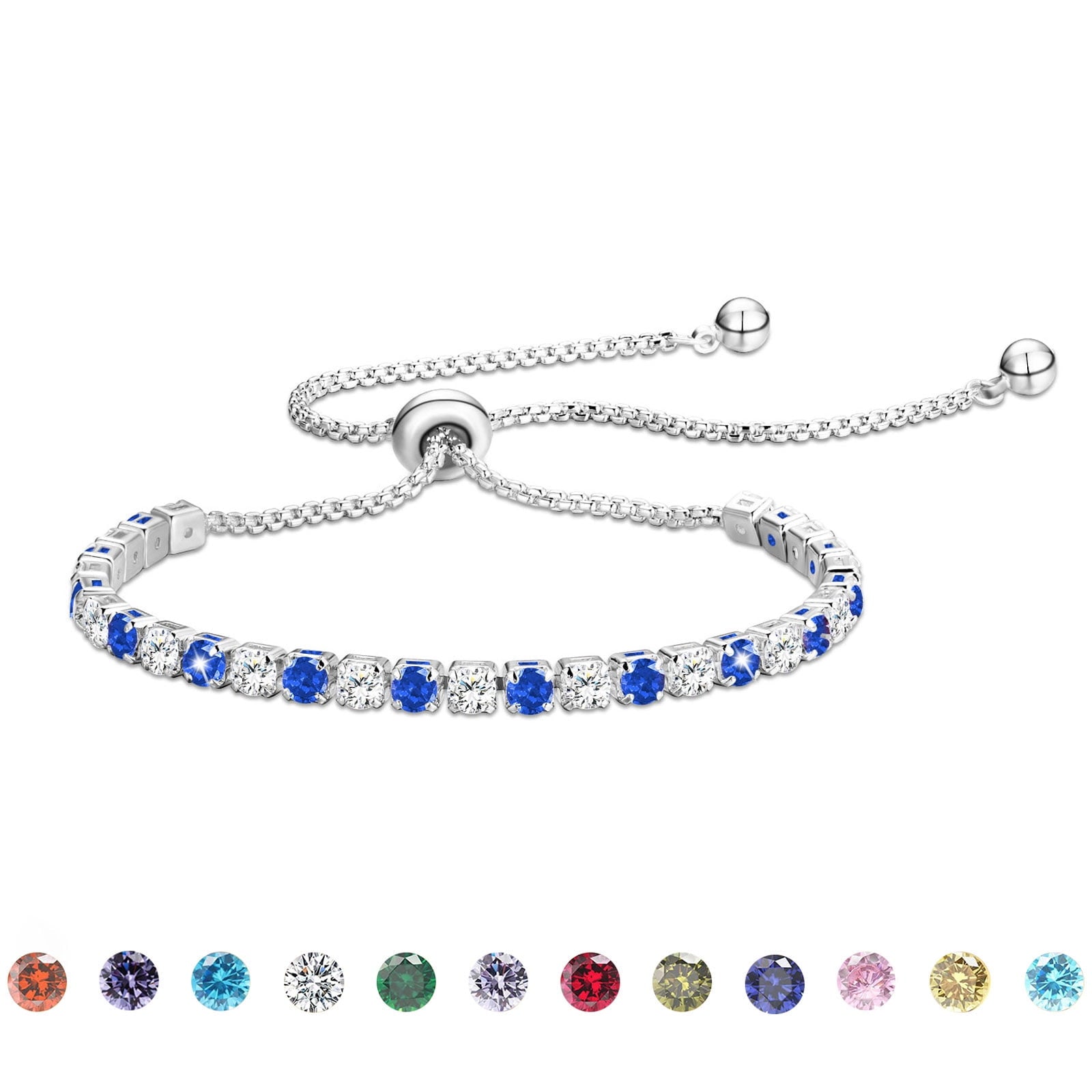 S925 Sterling Plated Tennis Bracelets for Women Girls CZ April Bracelets with Crystal Easter Basket Stuffers Jewelry Gifts Teen Her Wife Lady Adults Kids Ideas