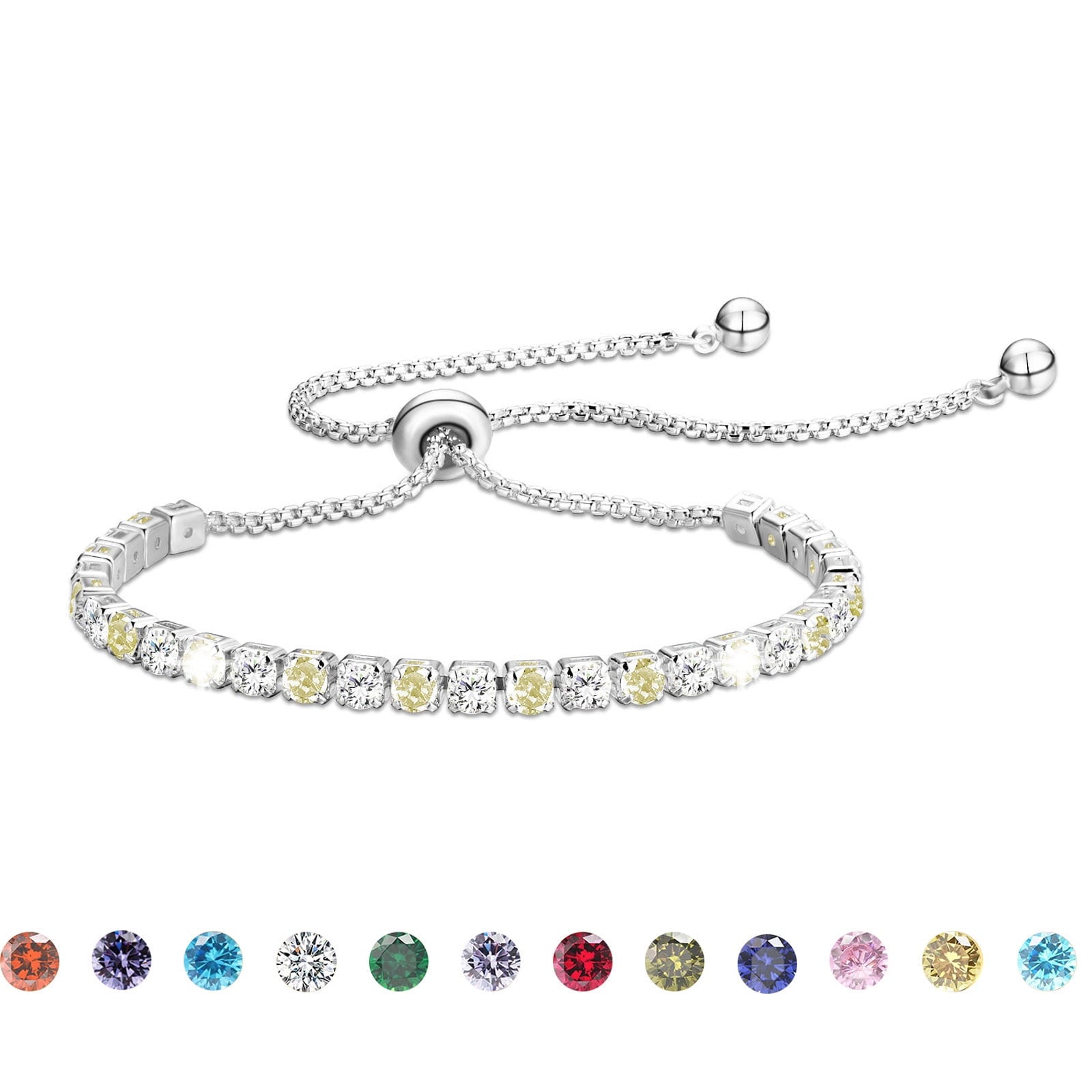 S925 Sterling Plated Tennis Bracelets for Women Girls CZ April Bracelets with Crystal Easter Basket Stuffers Jewelry Gifts Teen Her Wife Lady Adults Kids Ideas