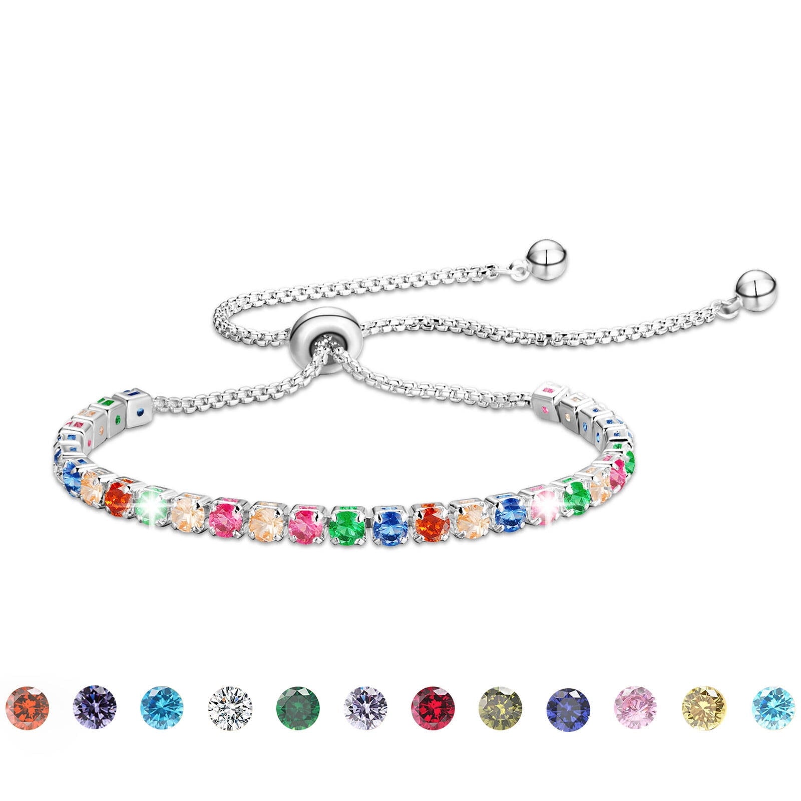 S925 Sterling Plated Tennis Bracelets for Women Girls CZ April Bracelets with Crystal Easter Basket Stuffers Jewelry Gifts Teen Her Wife Lady Adults Kids Ideas
