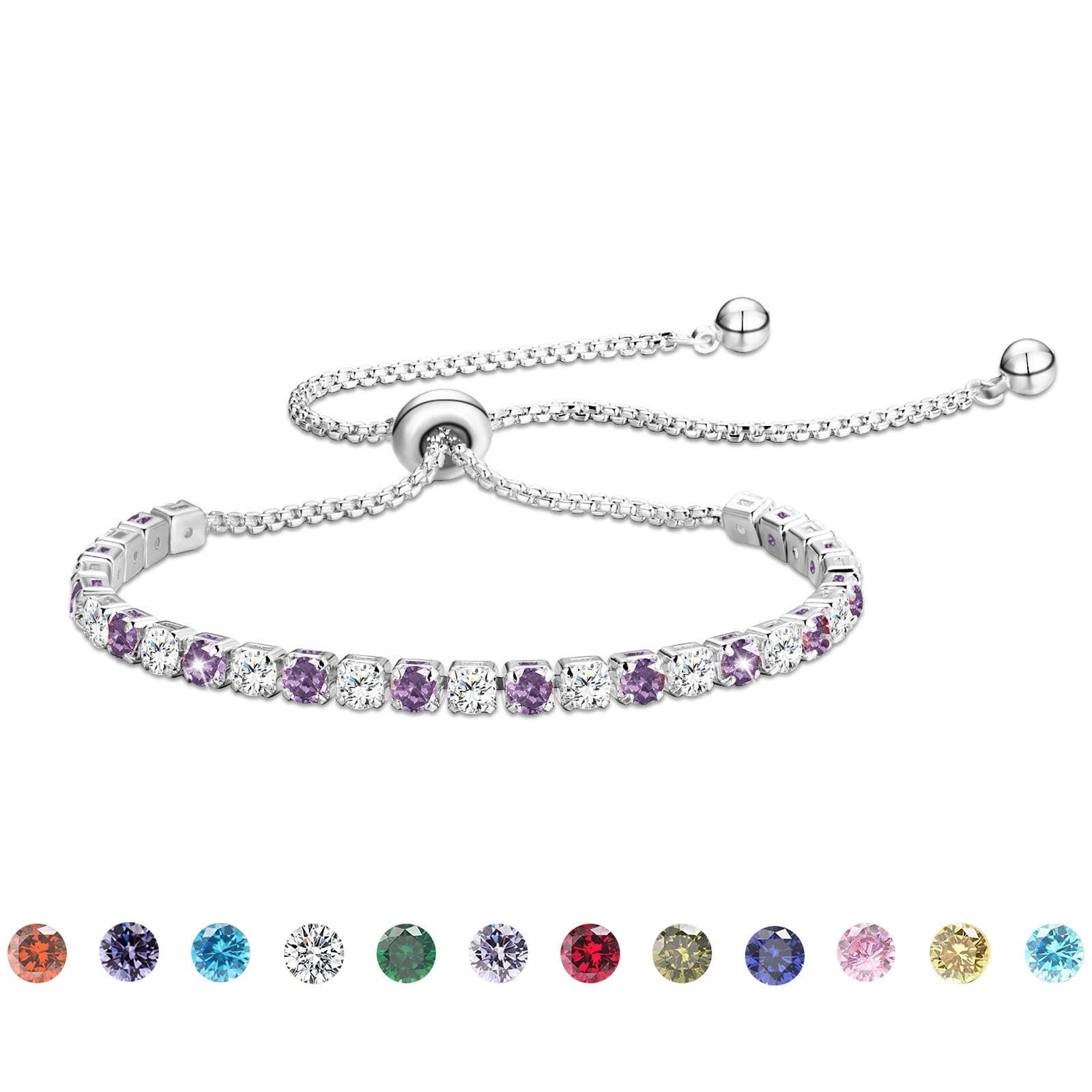 S925 Sterling Plated Tennis Bracelets for Women Girls CZ April Bracelets with Crystal Easter Basket Stuffers Jewelry Gifts Teen Her Wife Lady Adults Kids Ideas