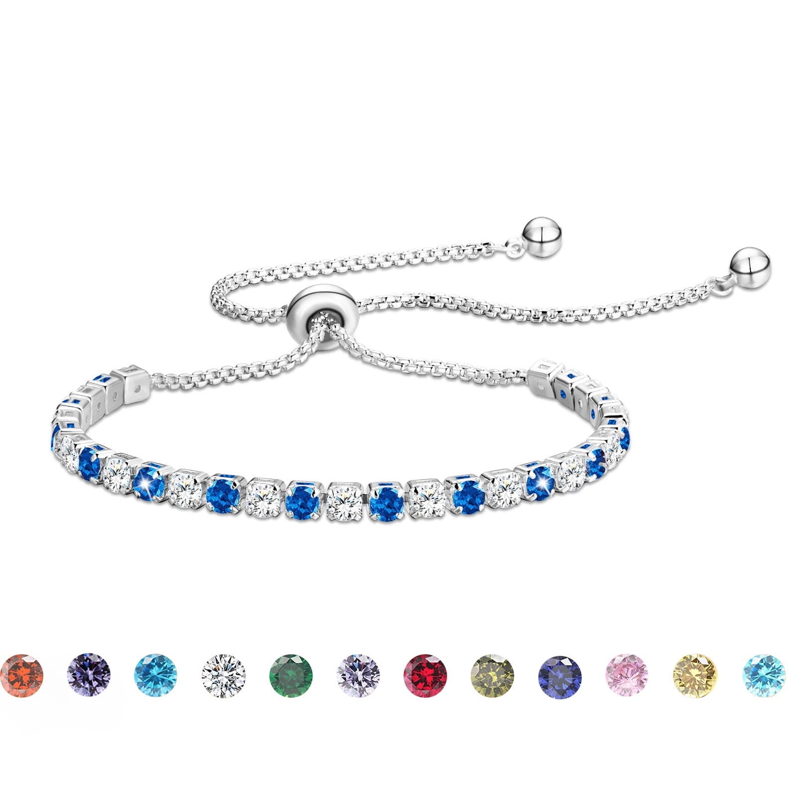 S925 Sterling Plated Tennis Bracelets for Women Girls CZ April Bracelets with Crystal Easter Basket Stuffers Jewelry Gifts Teen Her Wife Lady Adults Kids Ideas