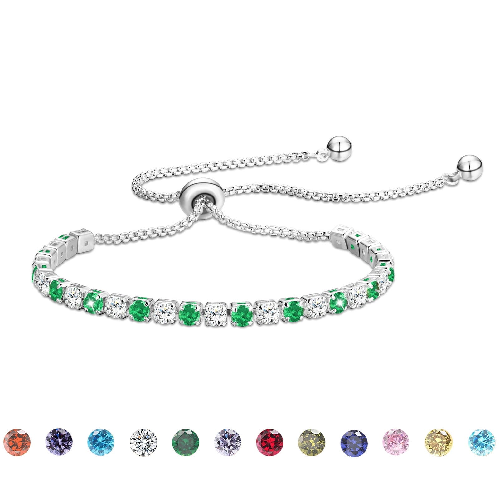 S925 Sterling Plated Tennis Bracelets for Women Girls CZ April Bracelets with Crystal Easter Basket Stuffers Jewelry Gifts Teen Her Wife Lady Adults Kids Ideas