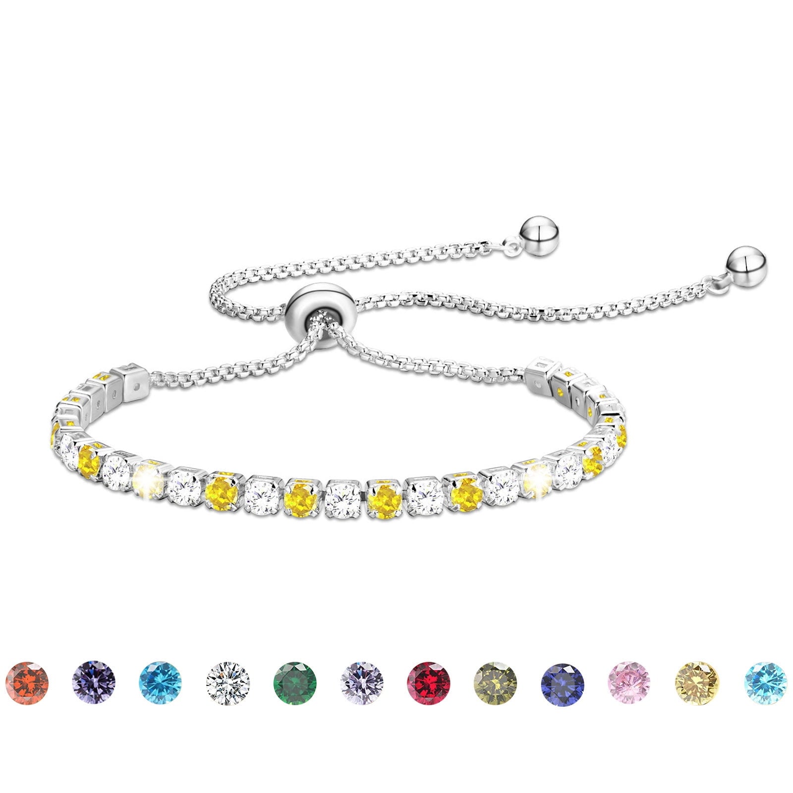 S925 Sterling Plated Tennis Bracelets for Women Girls CZ April Bracelets with Crystal Easter Basket Stuffers Jewelry Gifts Teen Her Wife Lady Adults Kids Ideas
