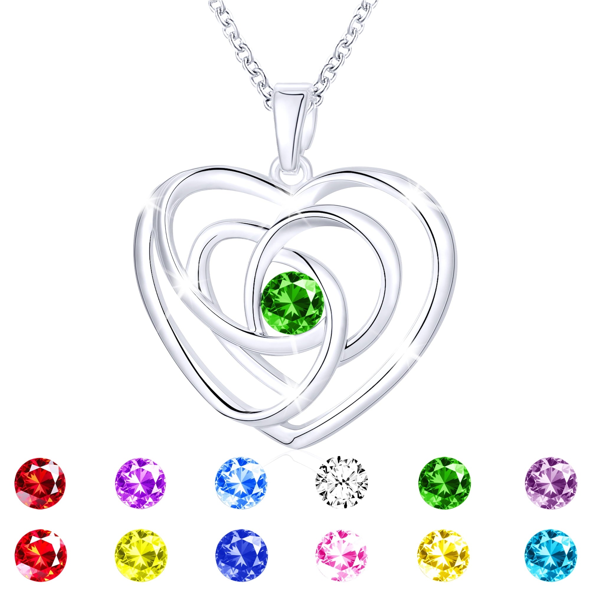 S925 Sterling Plated Heart Necklaces for Women Girls CZ April Necklace with Crystal Easter Basket Stuffers Jewelry Gifts Teen Her Adult Wife Kids Ideas