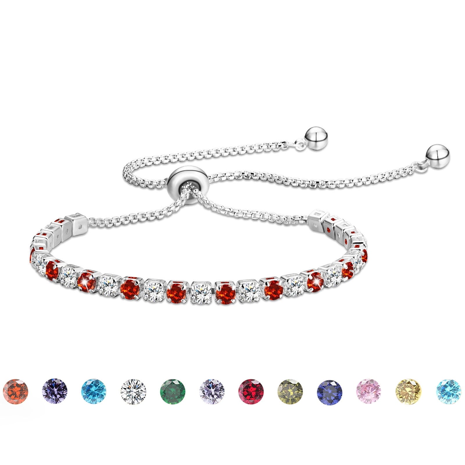 S925 Sterling Plated Tennis Bracelets for Women Girls CZ April Bracelets with Crystal Easter Basket Stuffers Jewelry Gifts Teen Her Wife Lady Adults Kids Ideas