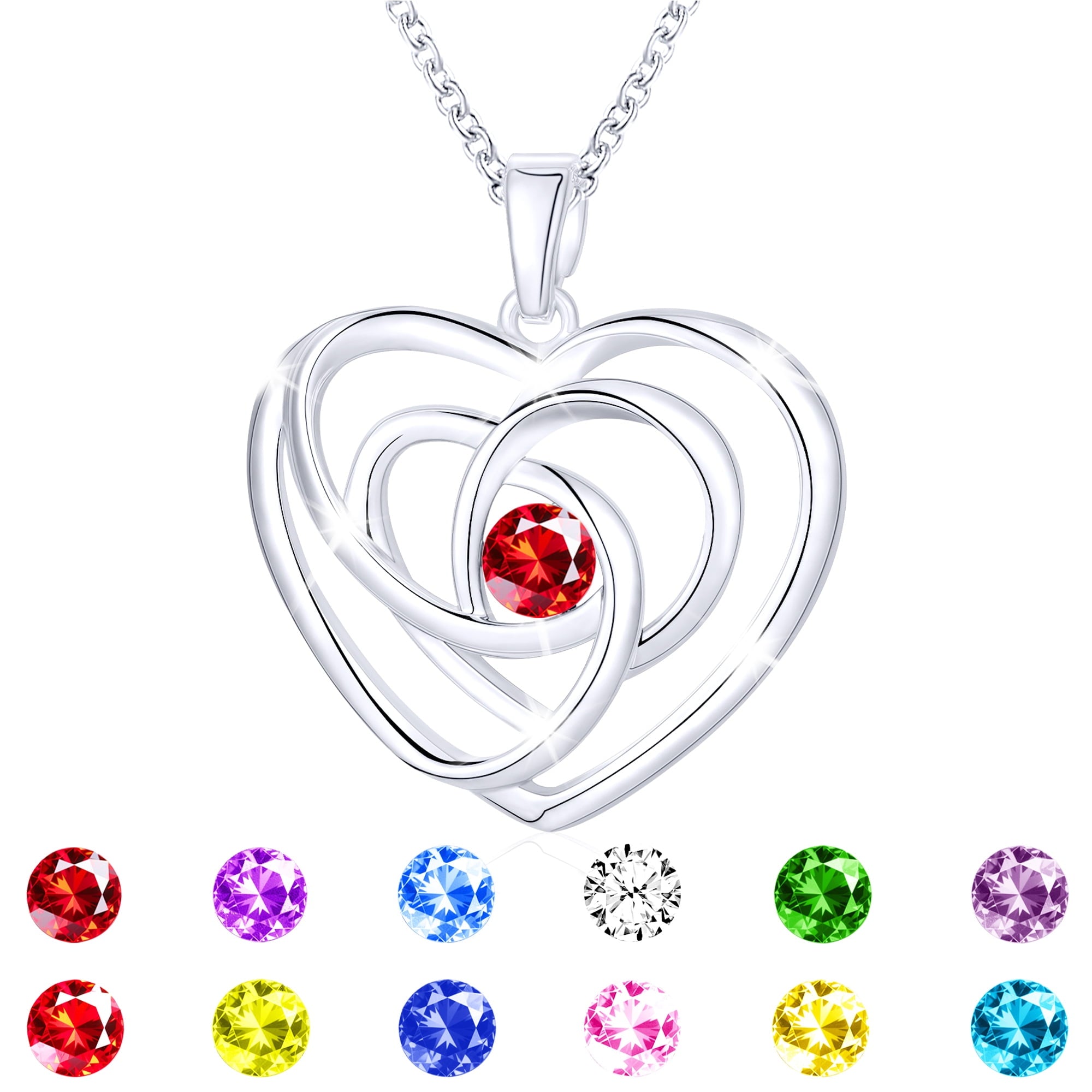 S925 Sterling Plated Heart Necklaces for Women Girls CZ April Necklace with Crystal Easter Basket Stuffers Jewelry Gifts Teen Her Adult Wife Kids Ideas