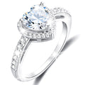 S925 Sterling Plated Heart Rings for Women Girls April Ring with CZ Eternity Band Wedding Easter Basket Stuffers Jewelry Gifts Teen Adults Kids
