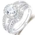 S925 Sterling Plated Oval Wedding Rings for Women CZ Eternity Band Engagement Rings Set Valentines Day Jewelry Gifts Her Mom Wife Girlfriend Adults Ideas