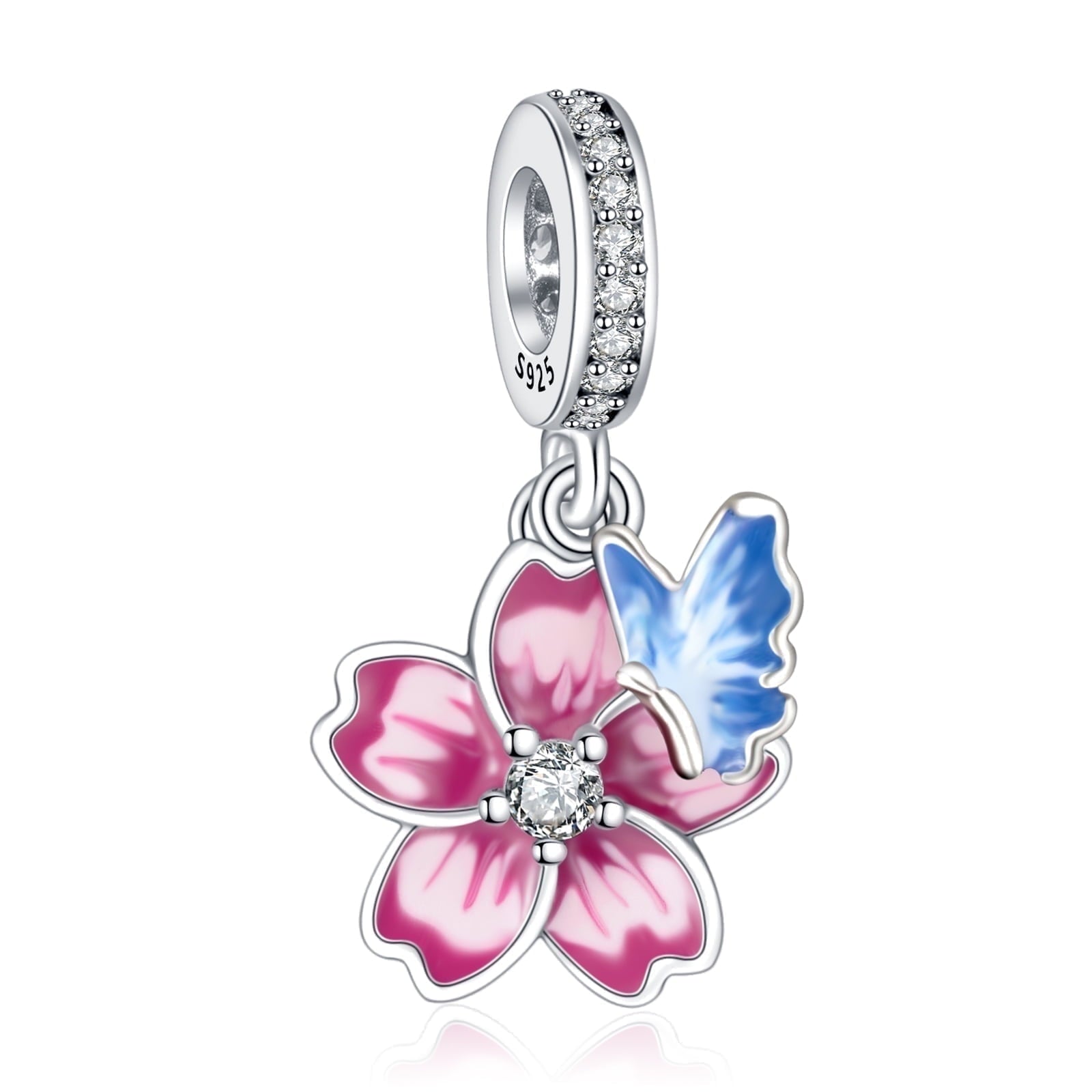 925 Sterling Charm for Bracelets Four Leaf Clover Lucky OpenWork Bead Charm Women Bracelet Charm