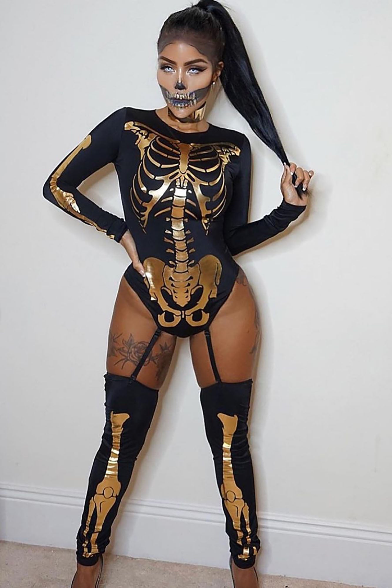 Bad to the Bone Costume - Black/Gold