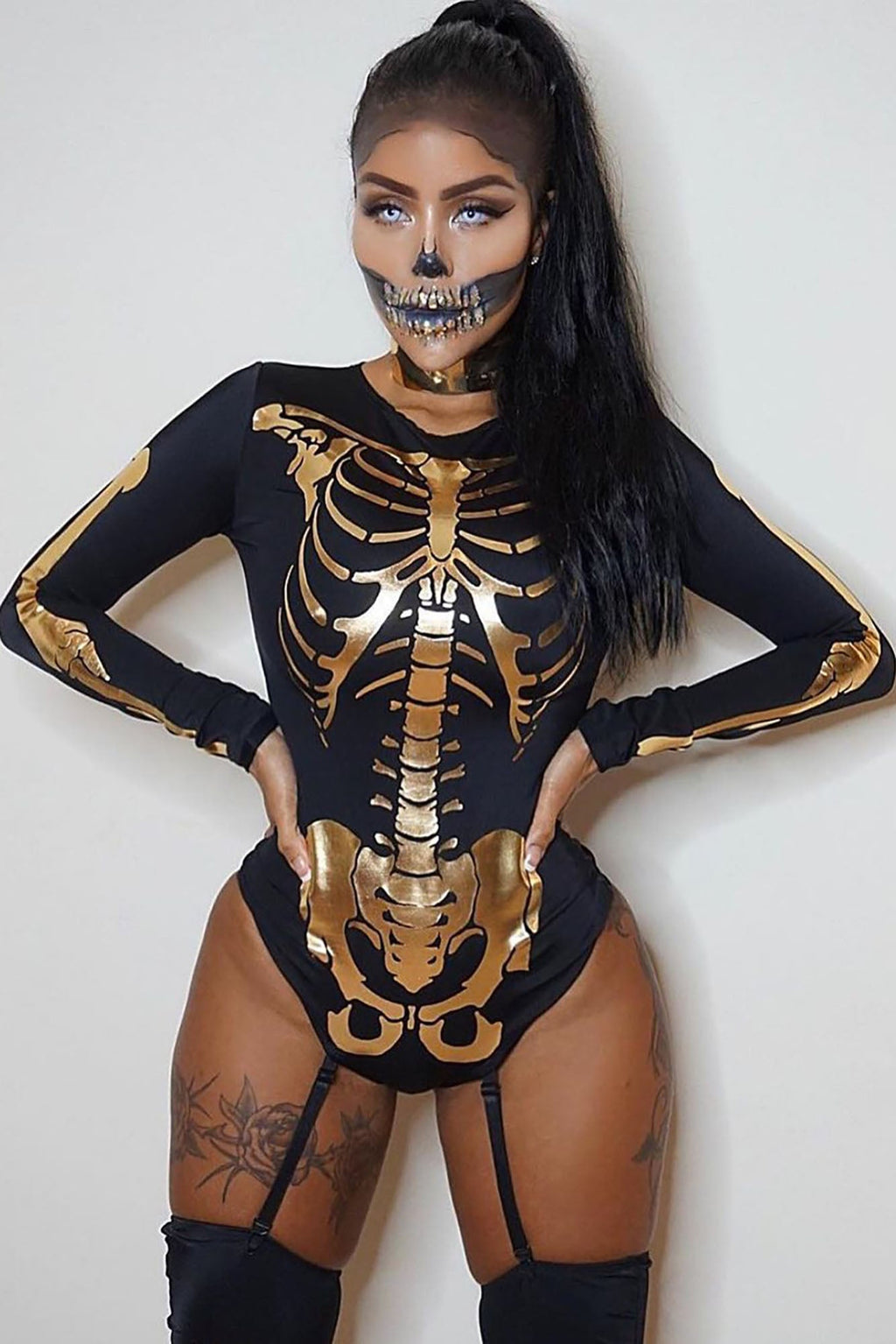 Bad to the Bone Costume - Black/Gold