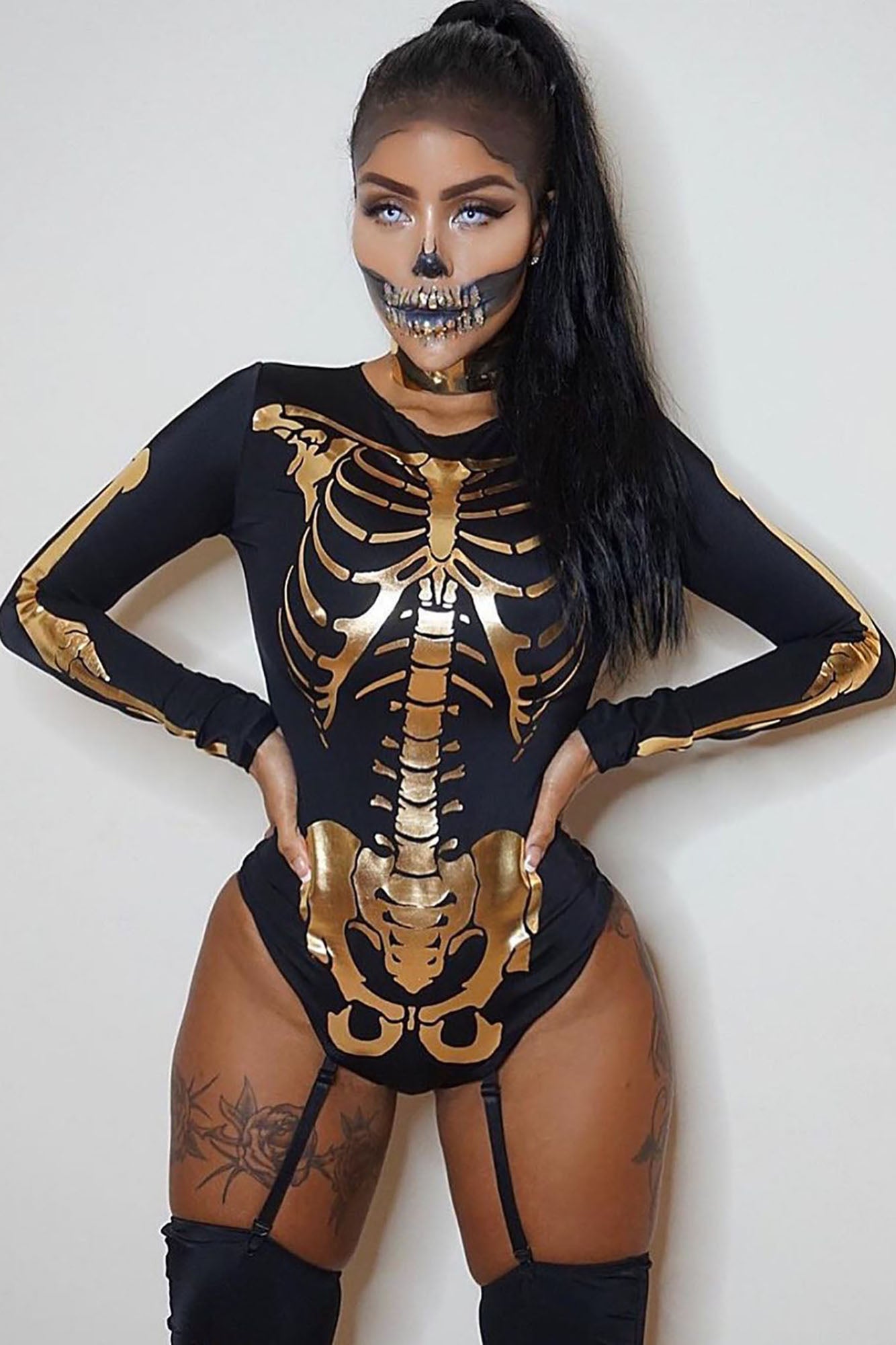 Bad to the Bone Costume - Black/Gold