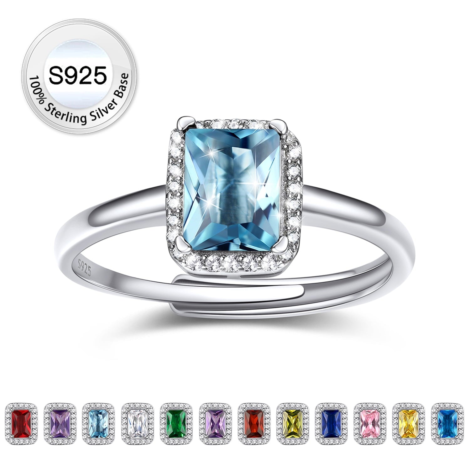 S925 Sterling Heart Rings for Women Sparkle Open Band Ring July Created Ruby Rings Size 6-12